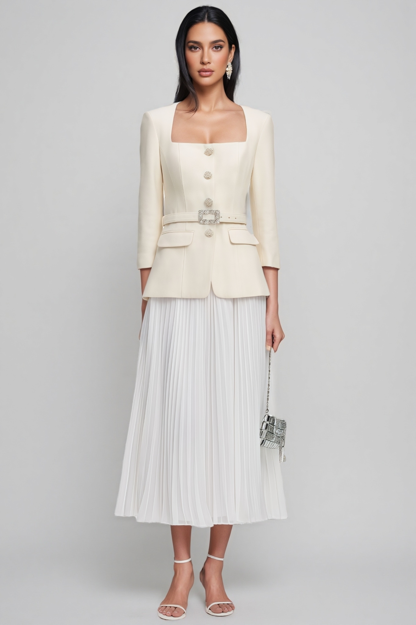 Long Sleeve Chiffon Midi Dress