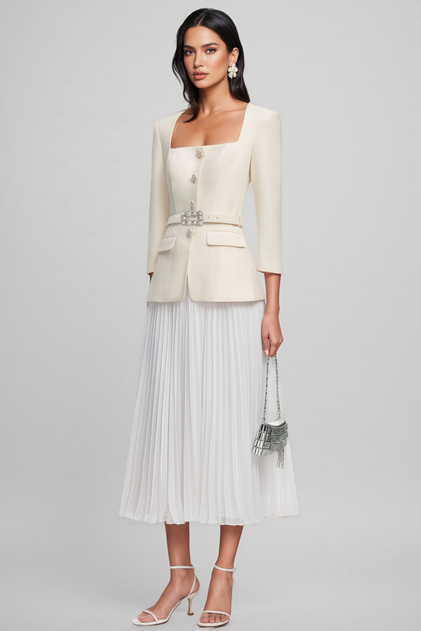 Long Sleeve Chiffon Midi Dress