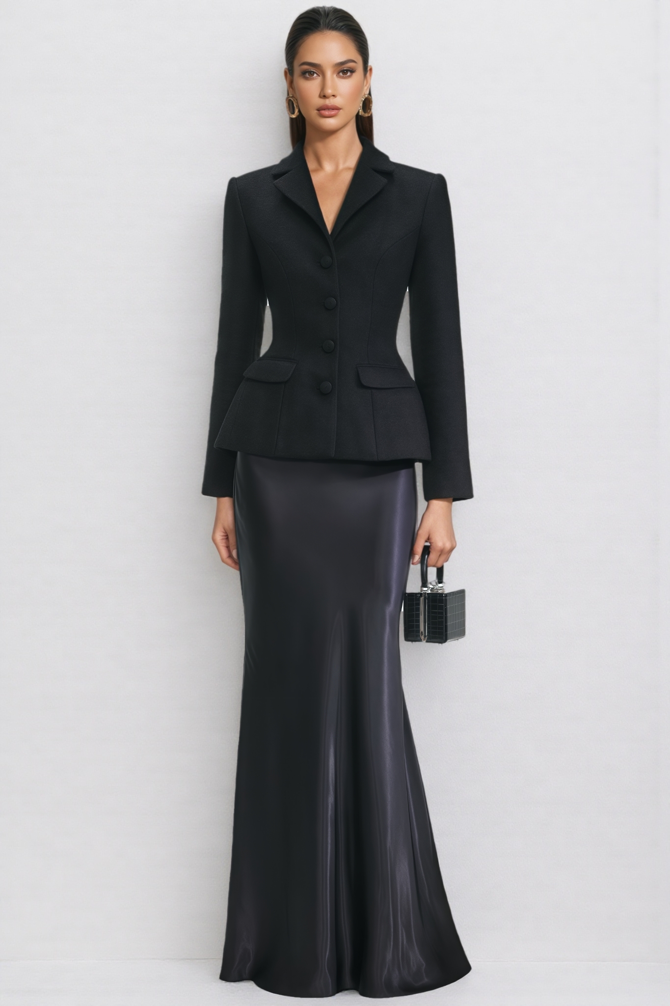 Dylanyul Black Blazer Maxi Dress Set