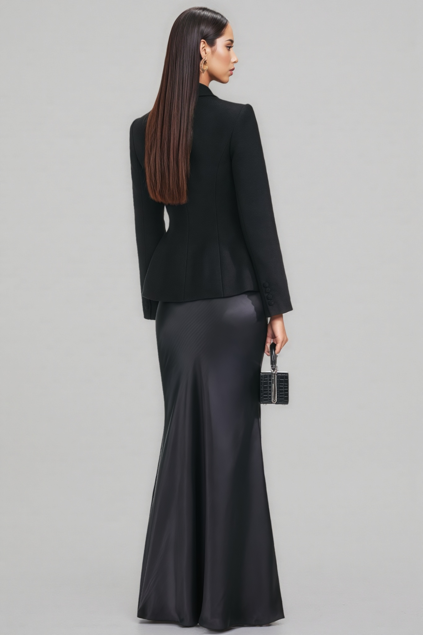 Dylanyul Black Blazer Maxi Dress Set