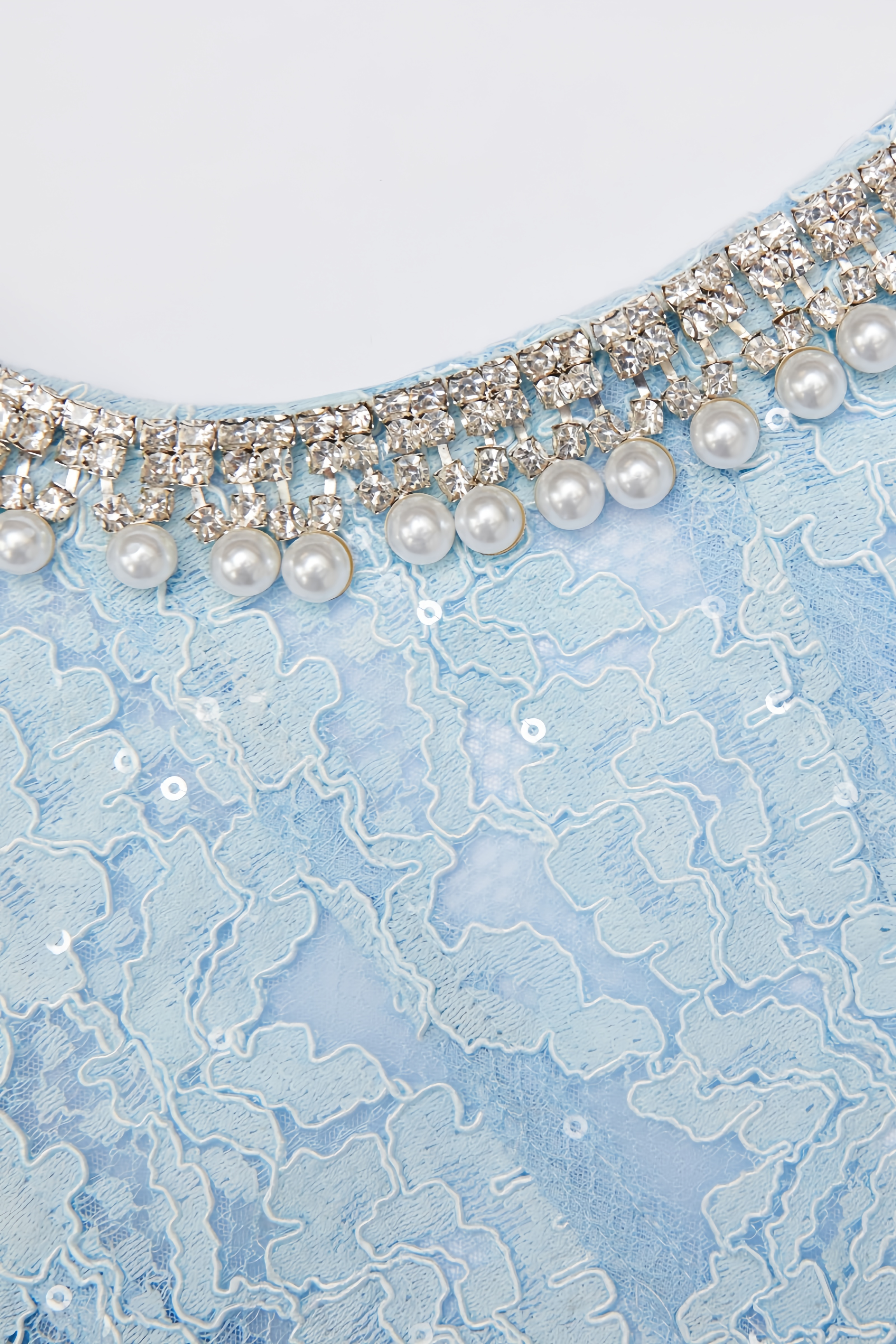 Chantal Blue Lace Embellished Midi Dress