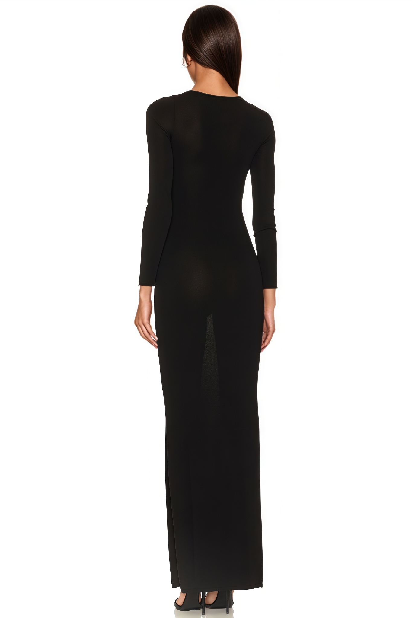 Fern Black Long Sleeve Butterfly Slit Maxi Dress