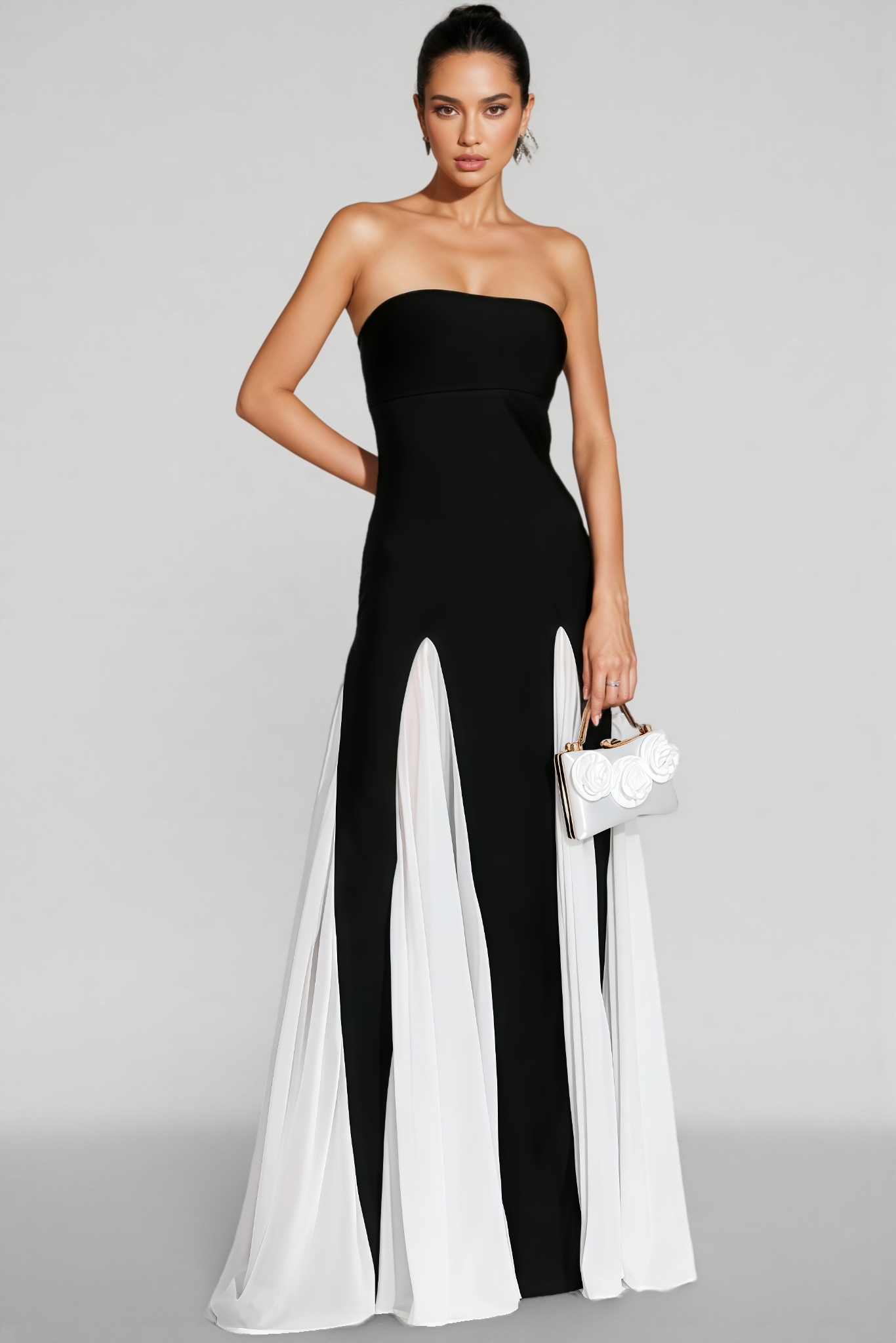 Lylak Black White Strapless Maxi Dress