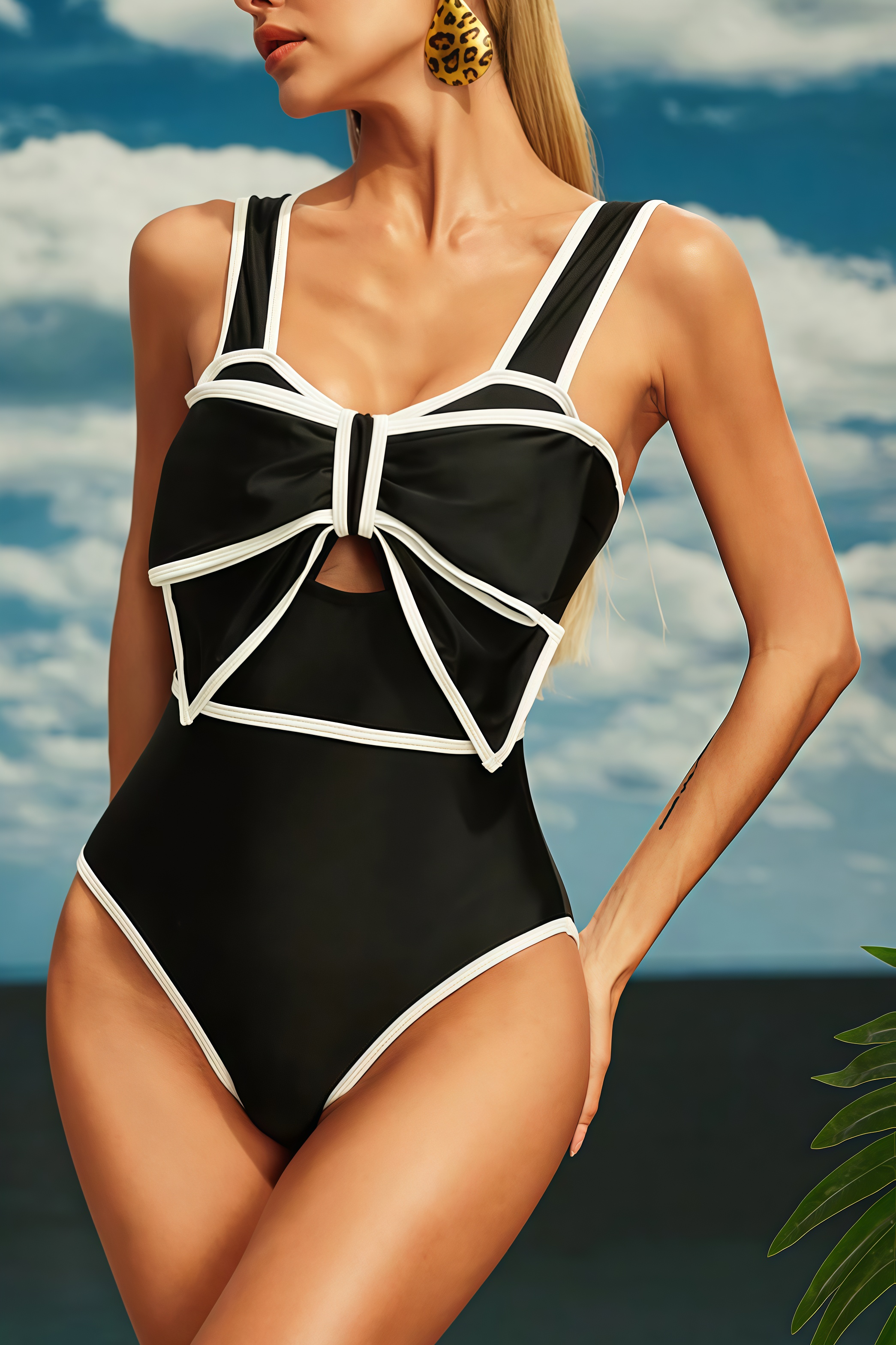 Sheva Black Bow One Piece Swimsuit