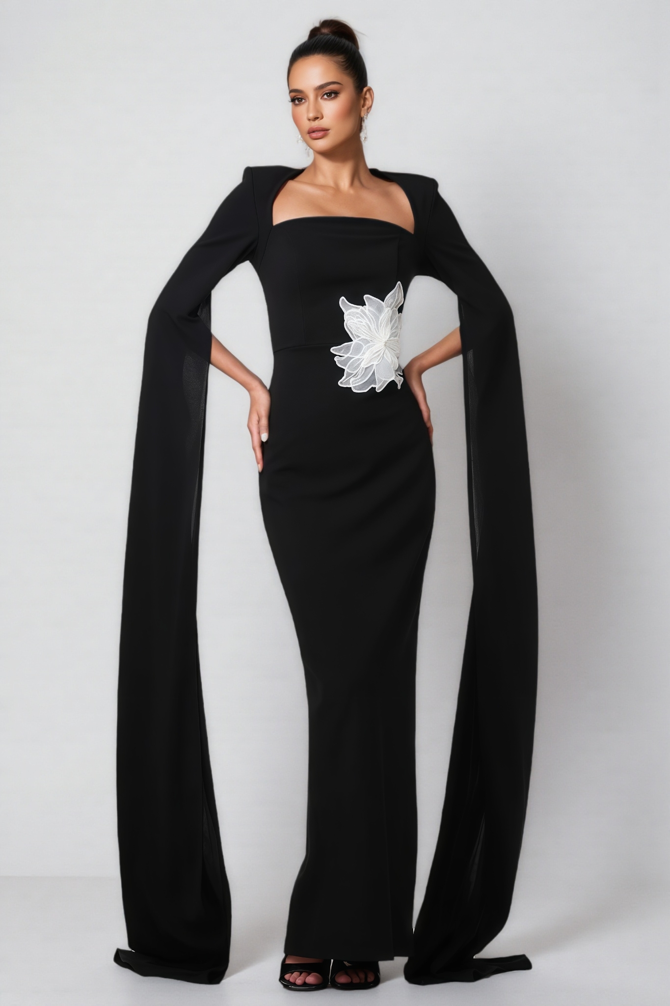 Avery Cape Sleeve Floral Woven Maxi Dress