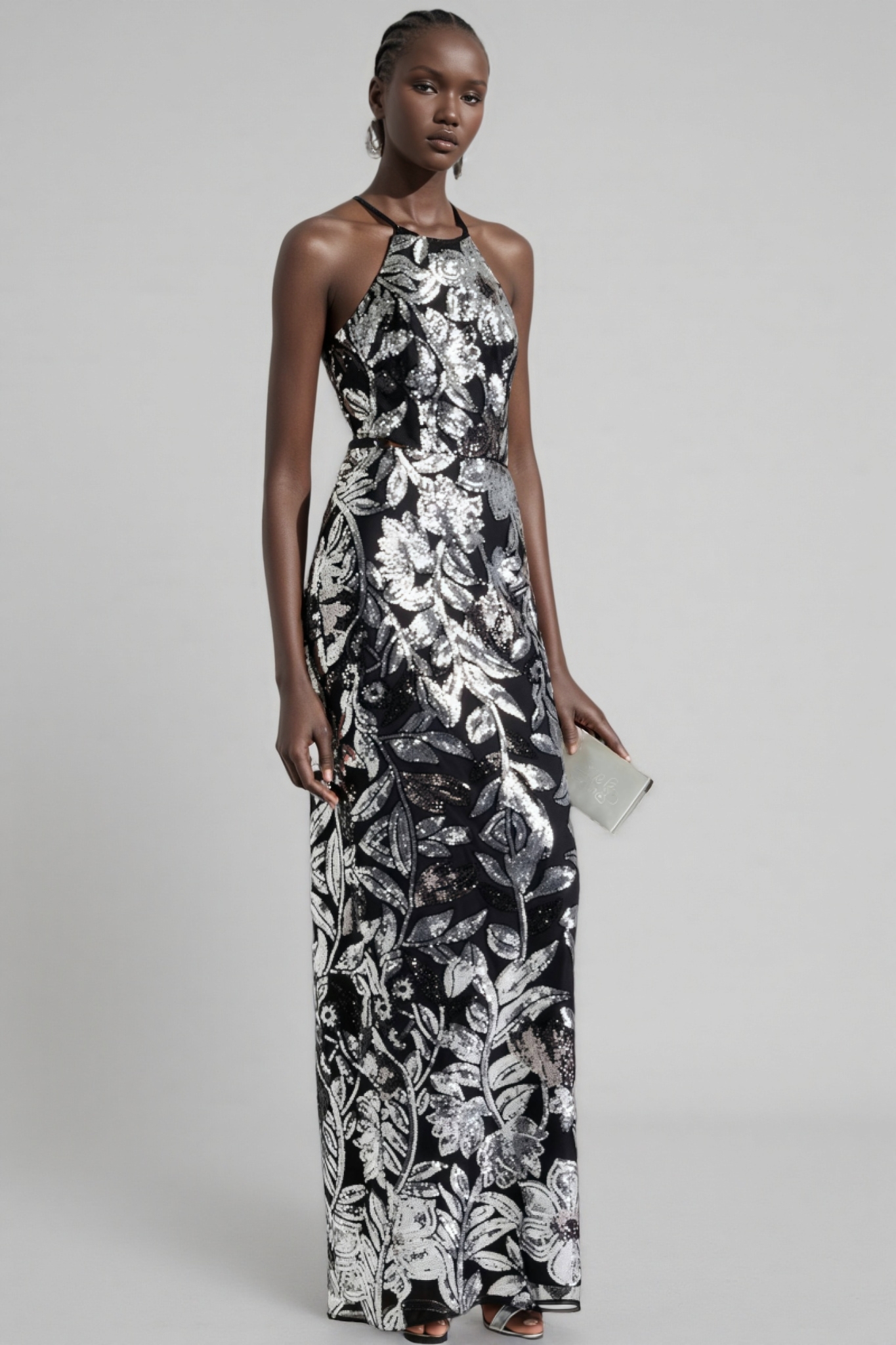 Inarl Embroidered Sequin Strappy Maxi Dress