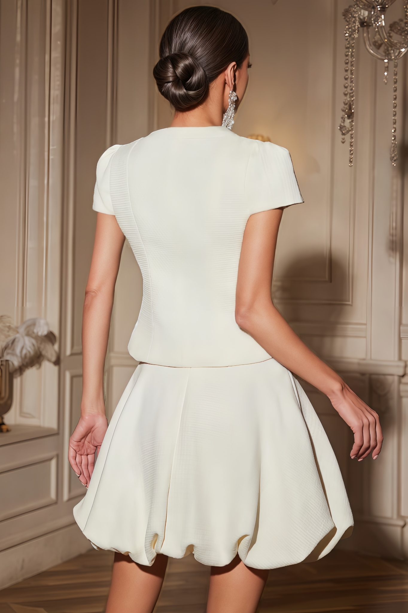 Rowin Short Sleeve Bubble Mini Dress Set