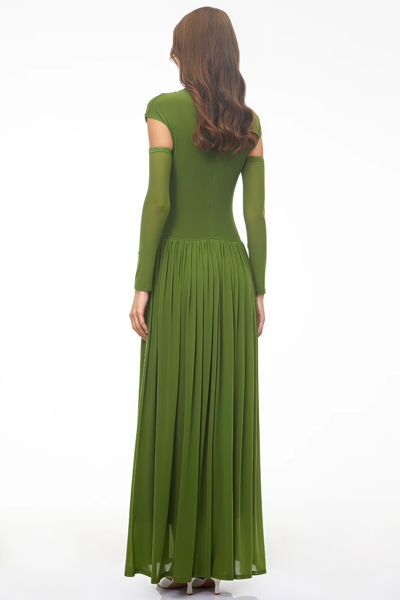 Liearm Green Ruched Maxi Dress