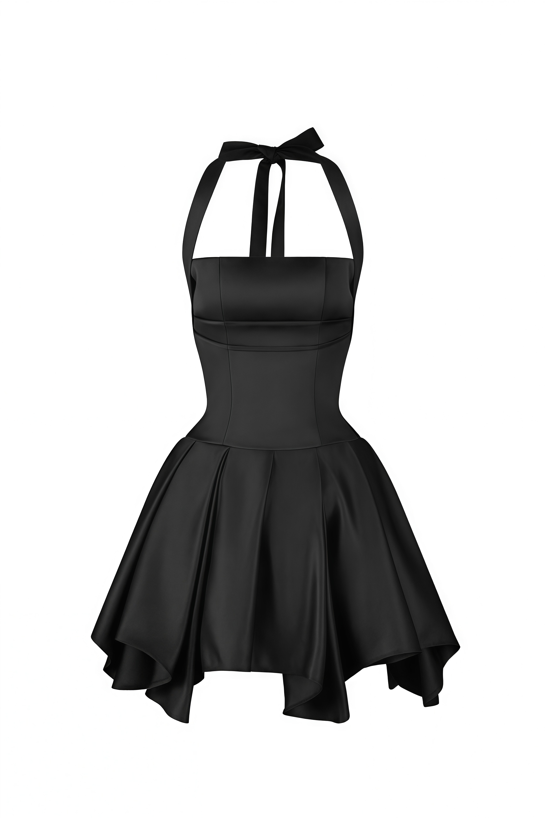 Qavor Black Halter Neck Mini Dress