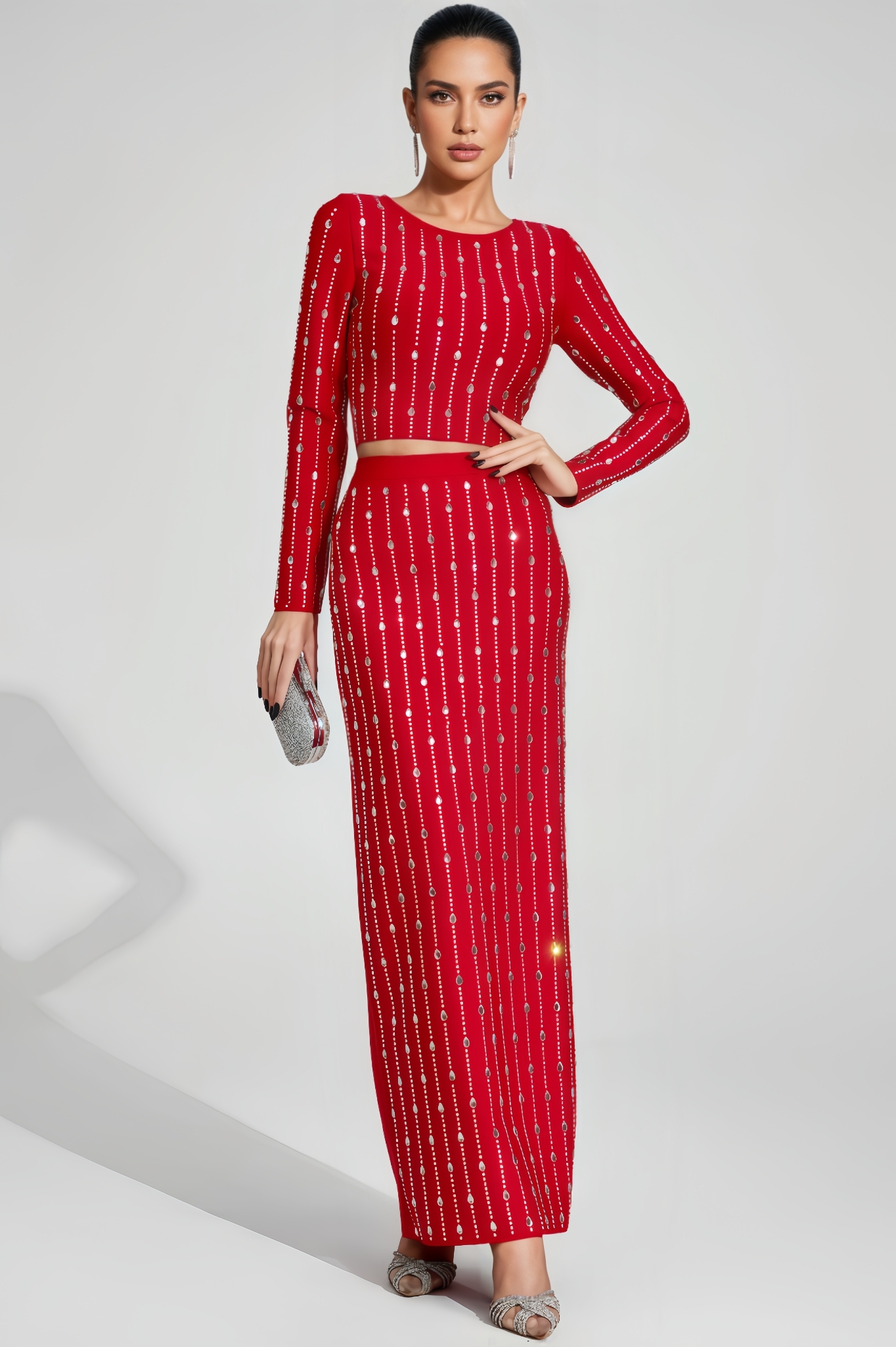 Aubrey Red Diamond Maxi Dress Set