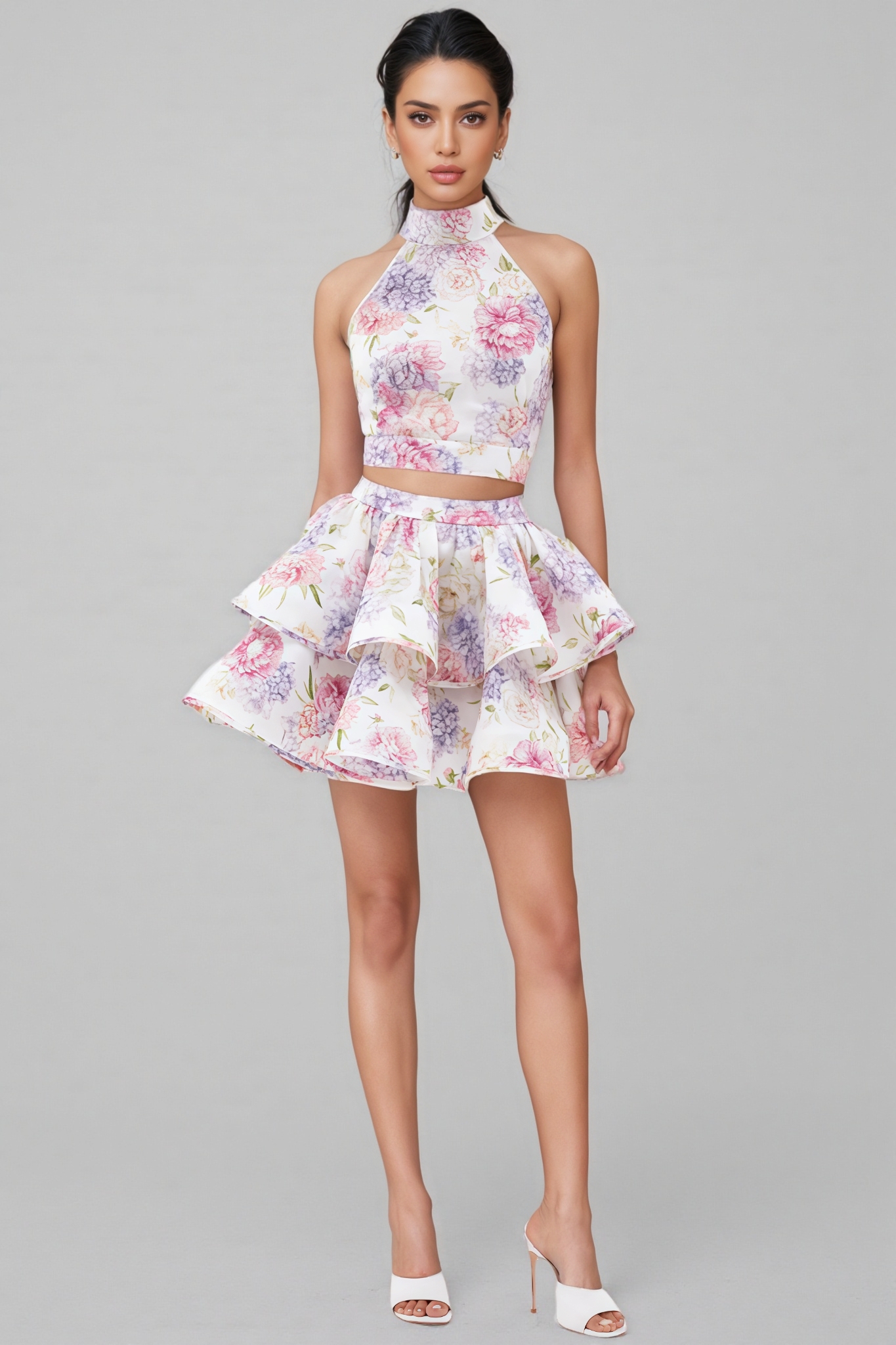 Raynate Pink Printed Backless Mini Dress Set