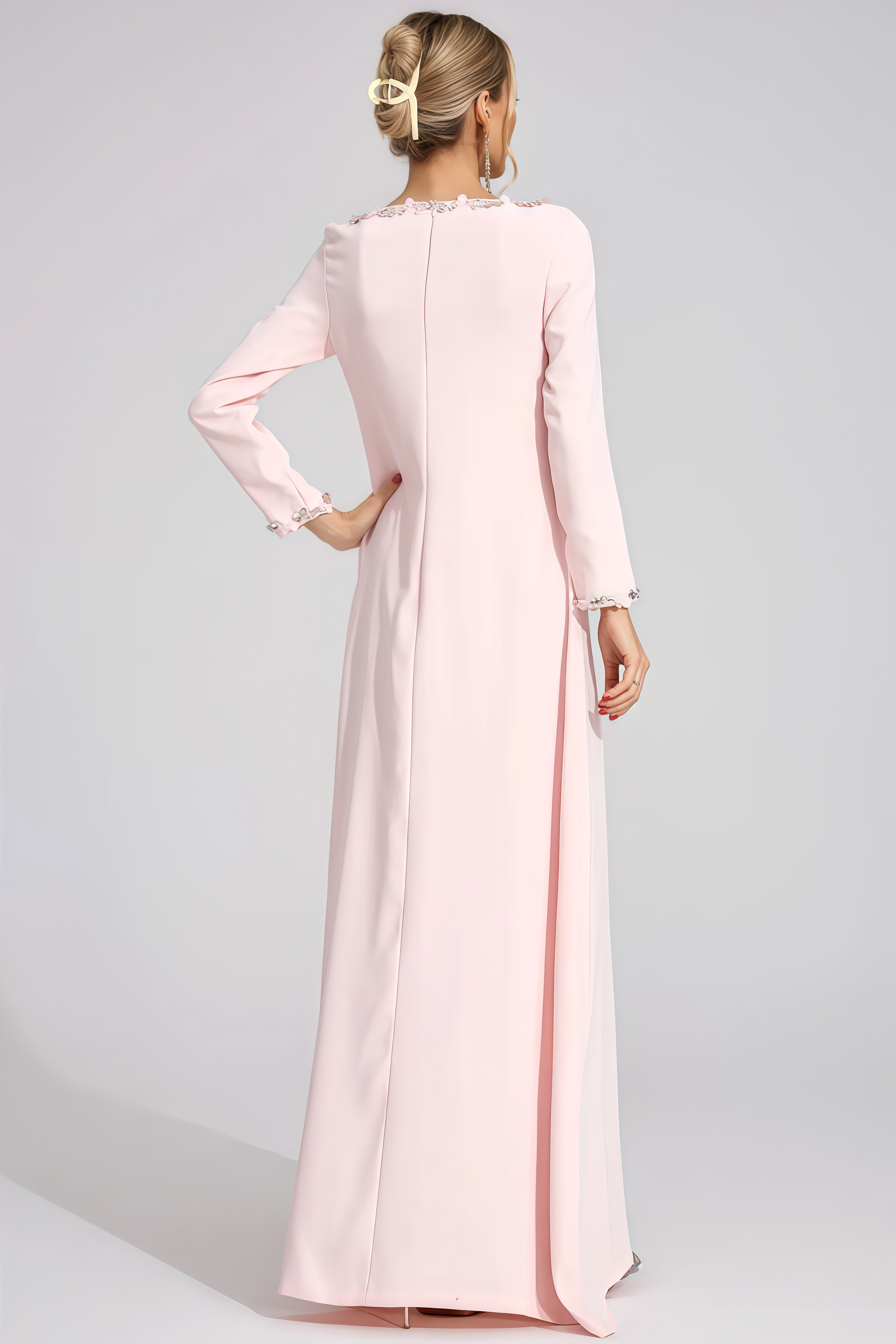 Eirel Pink Long Sleeve Maxi Dress