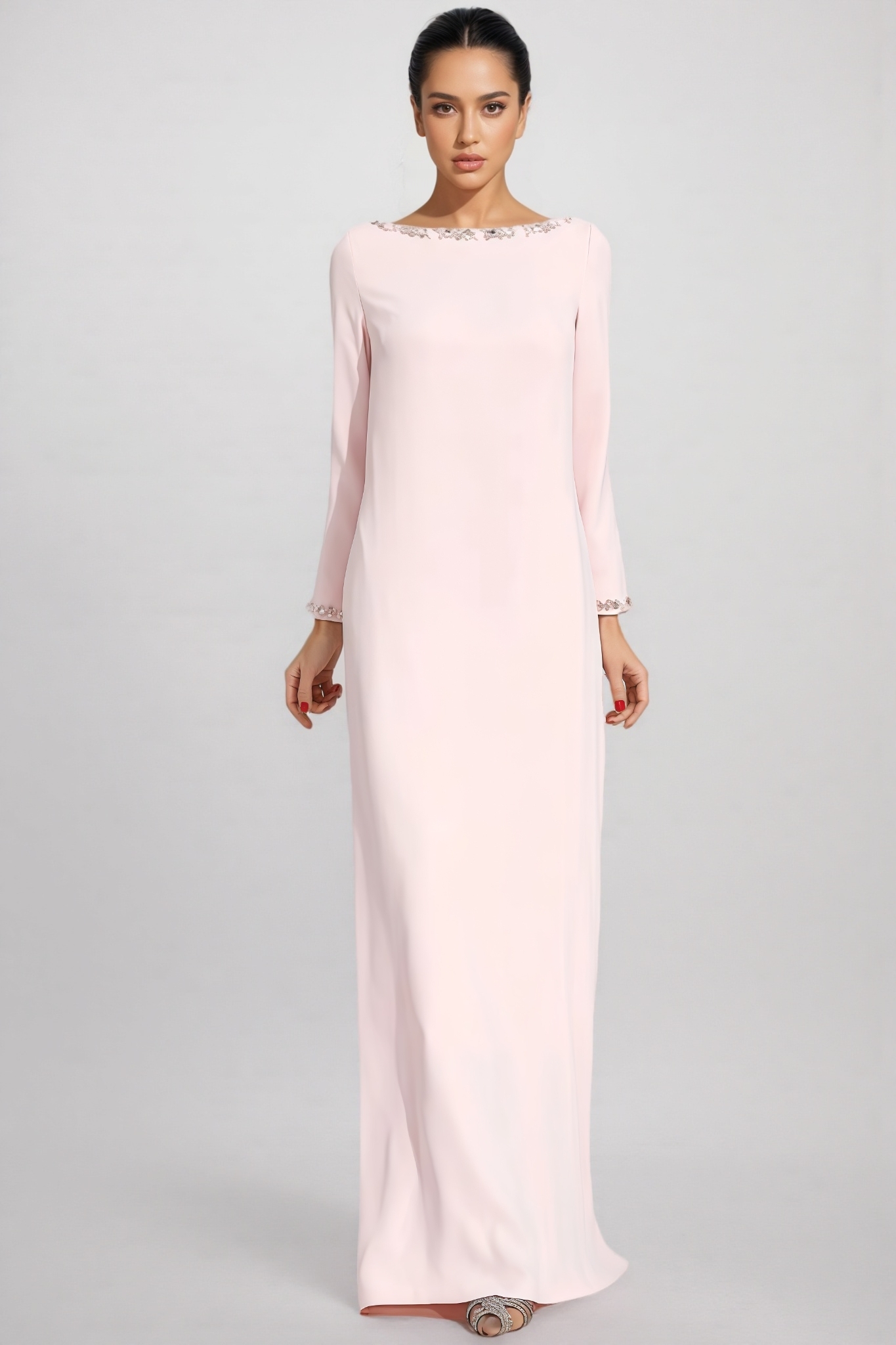 Eirel Pink Long Sleeve Maxi Dress
