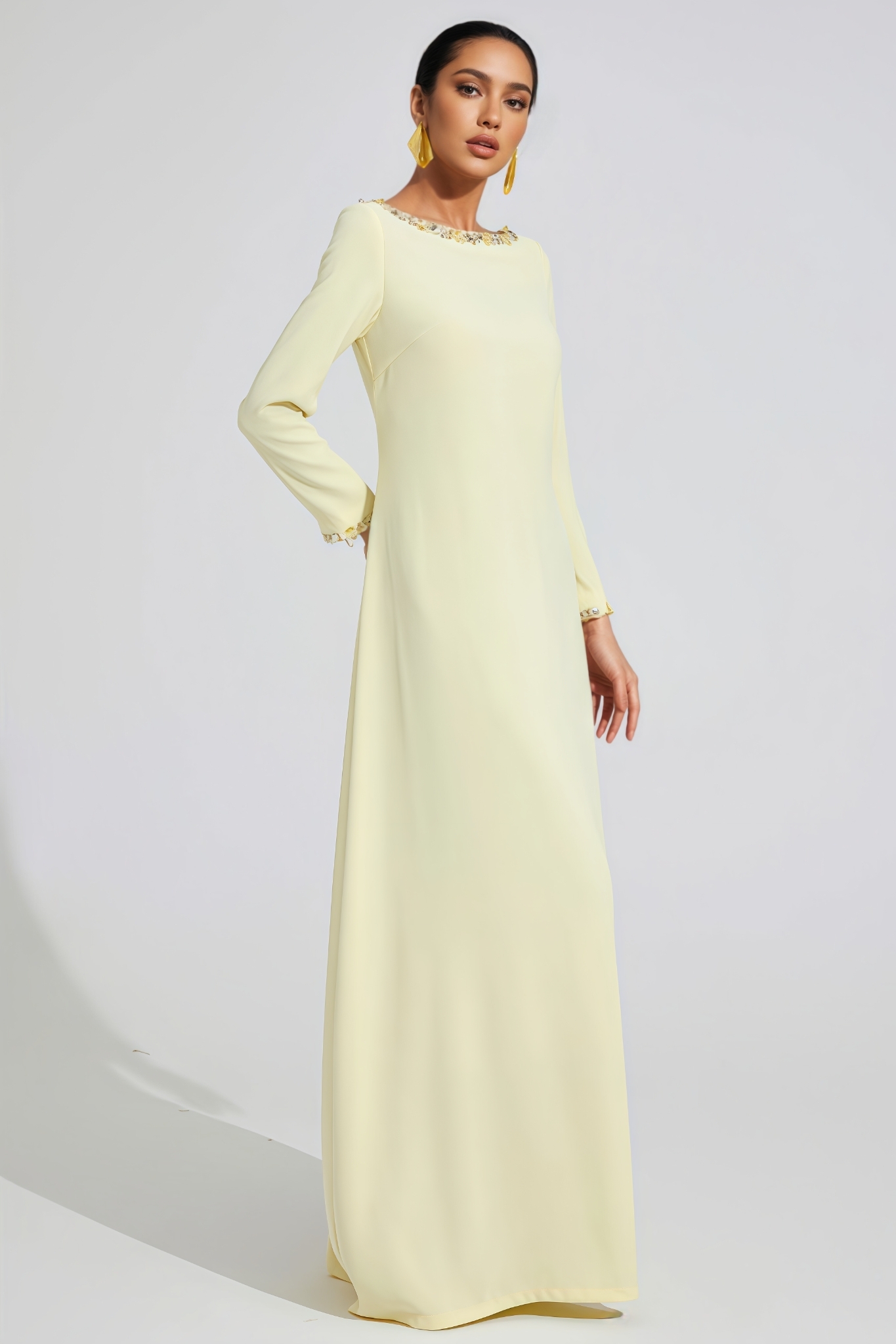 Garond Yellow Long Sleeve Maxi Dress