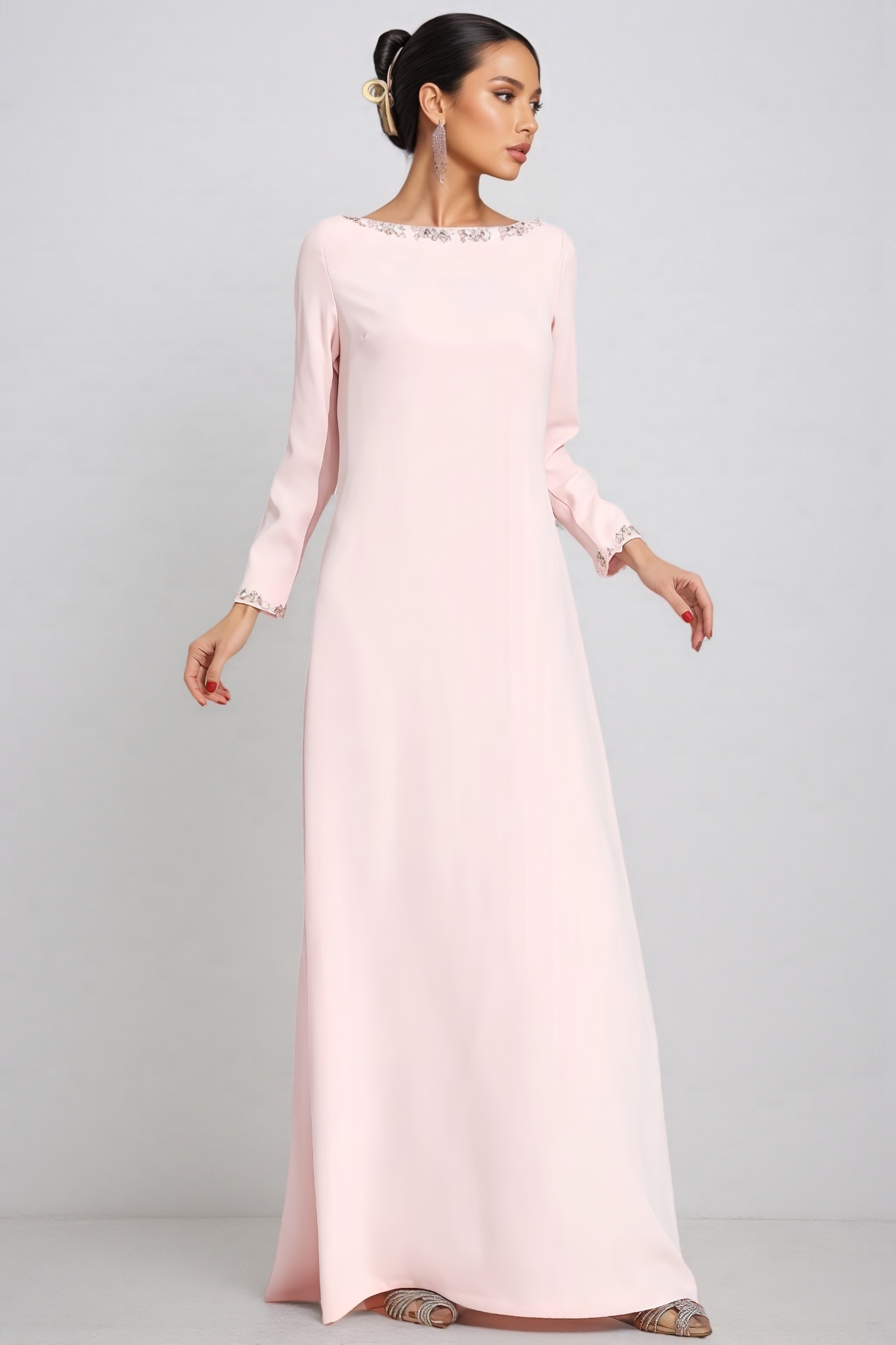 Eirel Pink Long Sleeve Maxi Dress