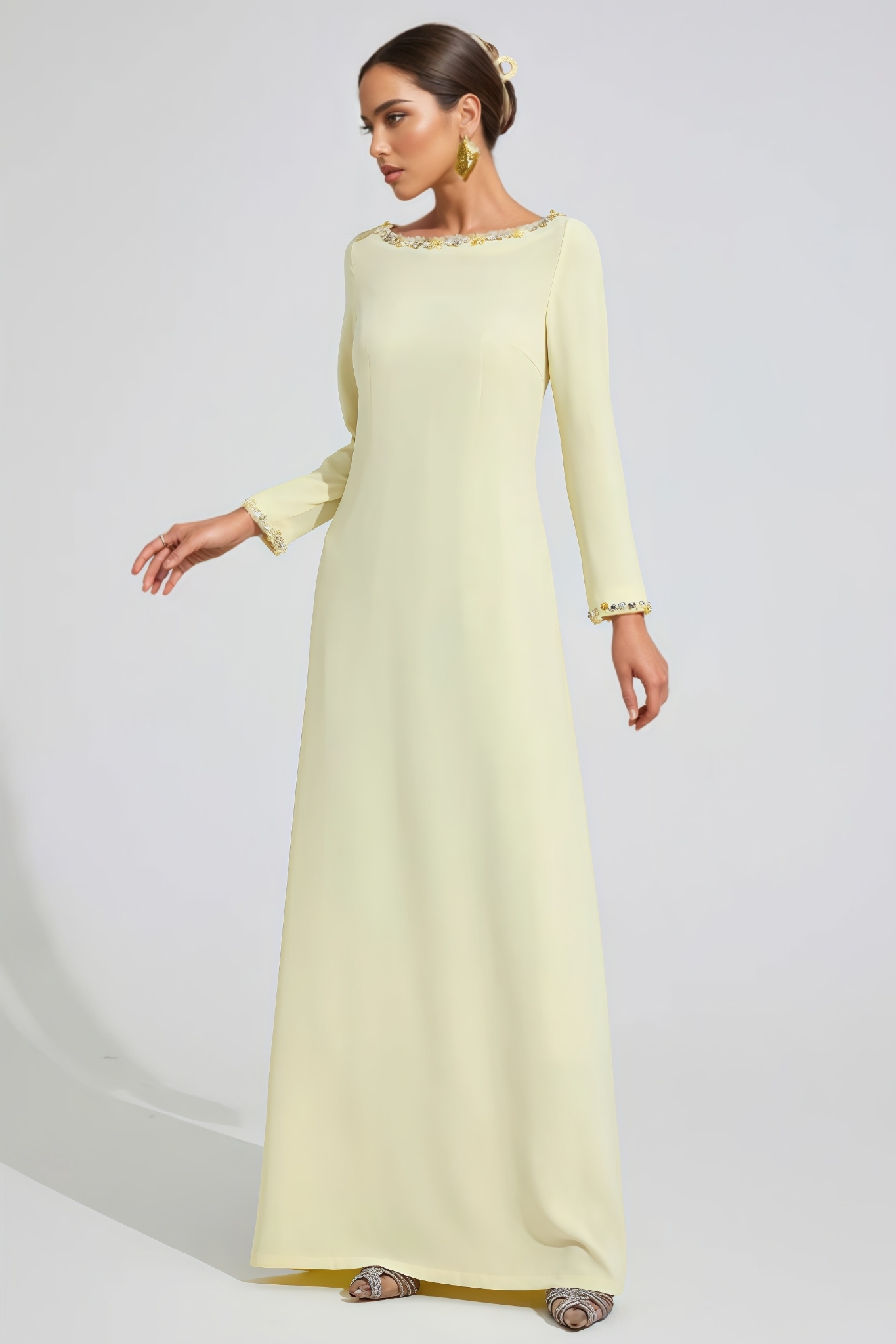Garond Yellow Long Sleeve Maxi Dress