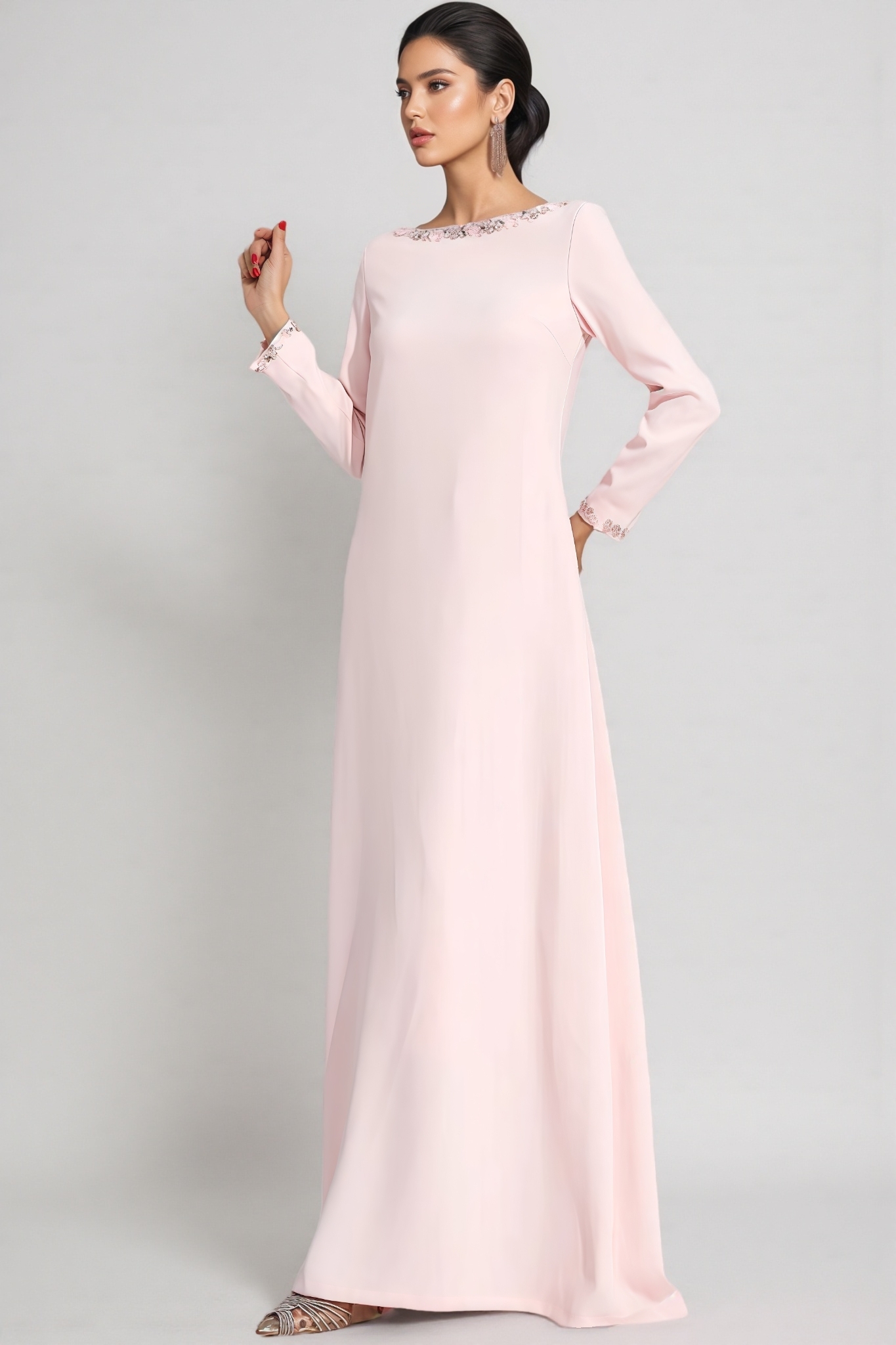 Eirel Pink Long Sleeve Maxi Dress