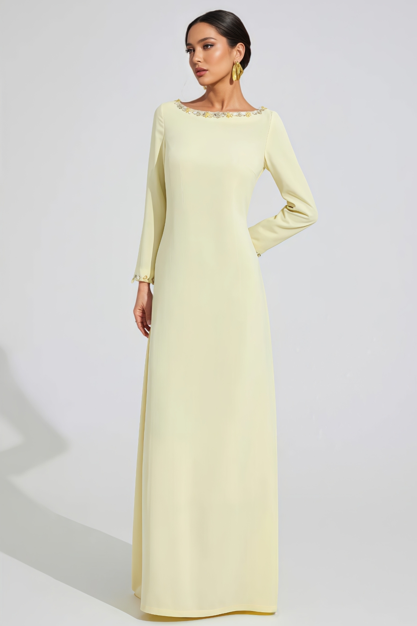 Garond Yellow Long Sleeve Maxi Dress