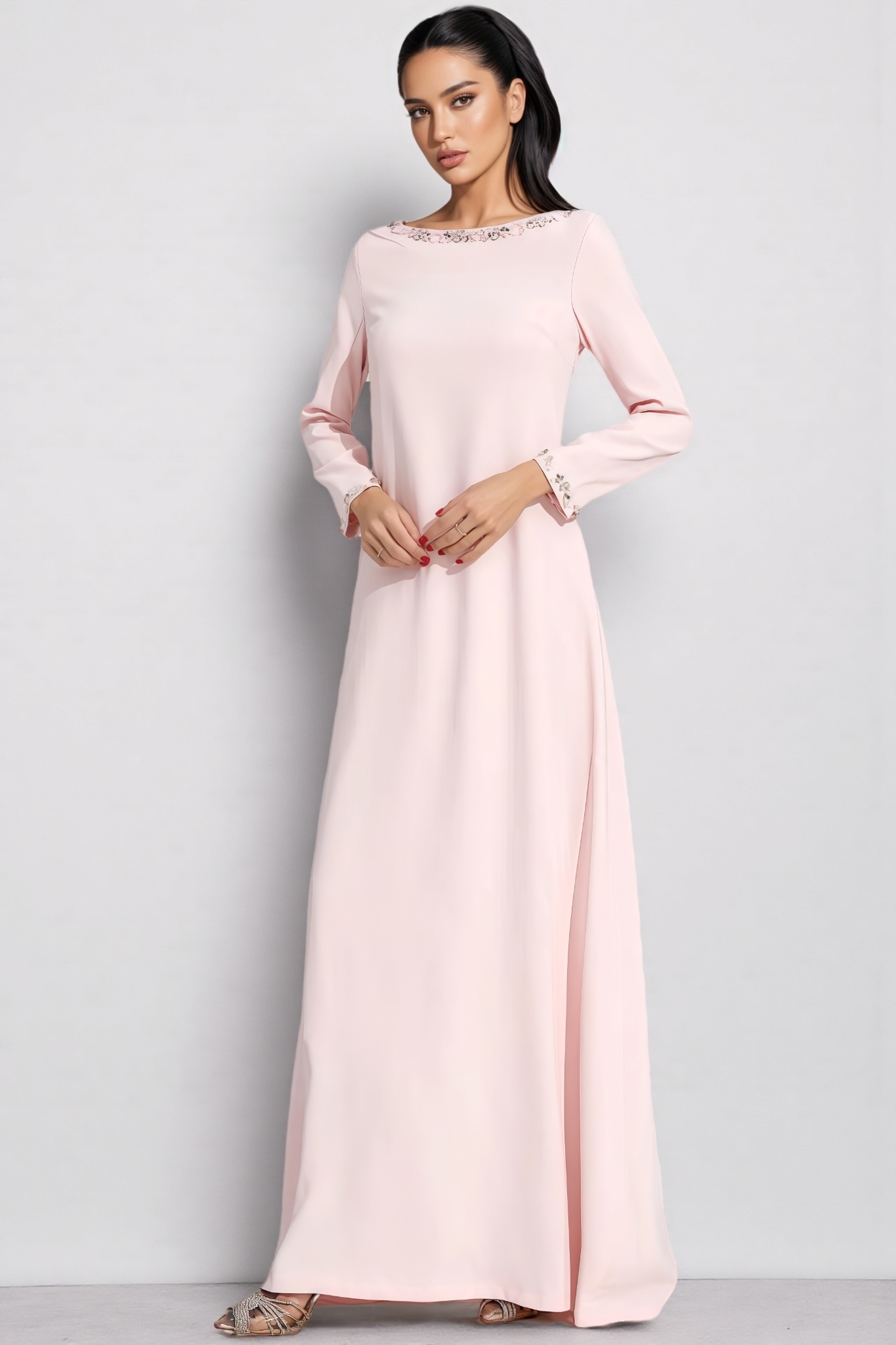 Eirel Pink Long Sleeve Maxi Dress