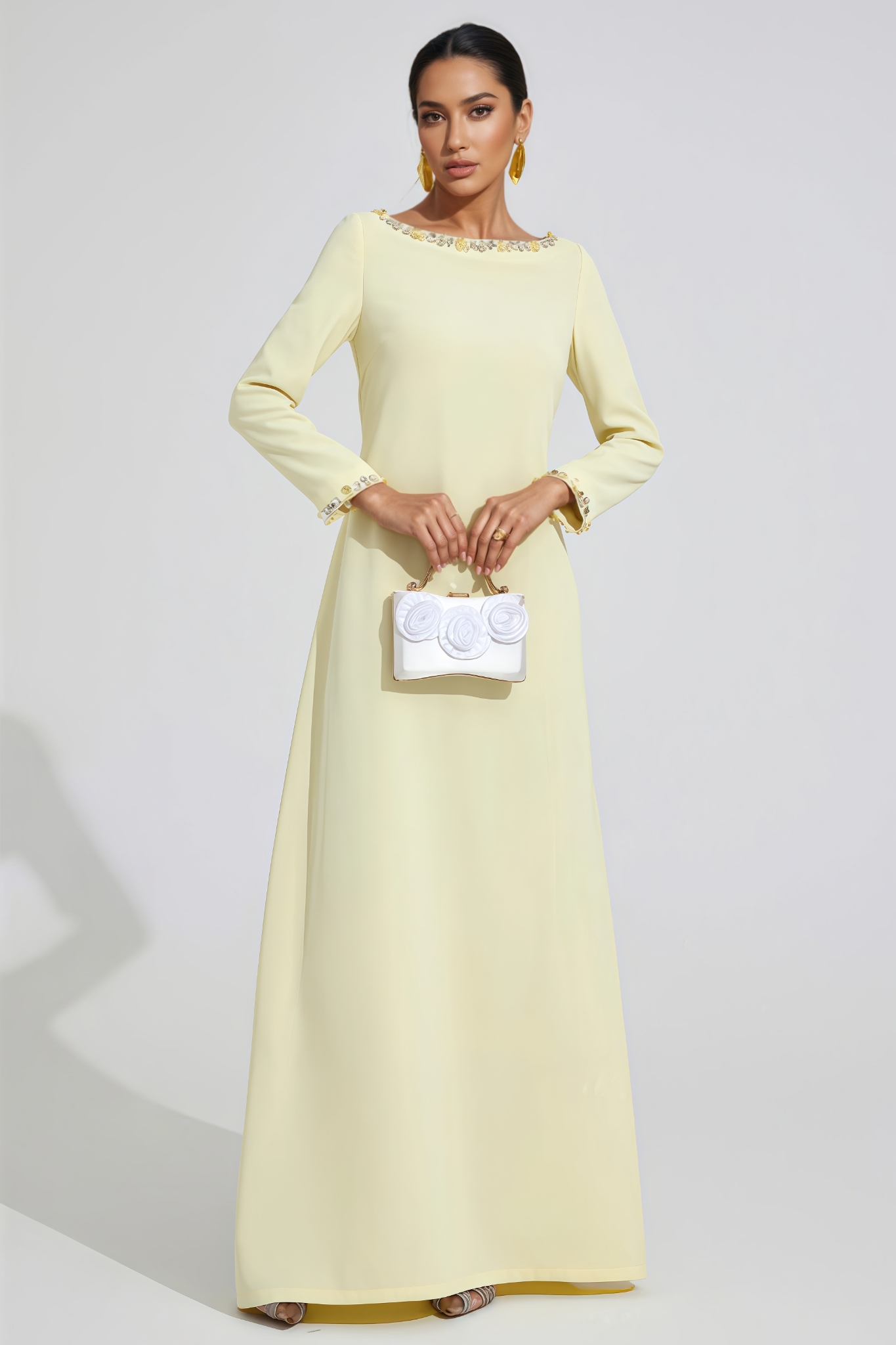 Garond Yellow Long Sleeve Maxi Dress