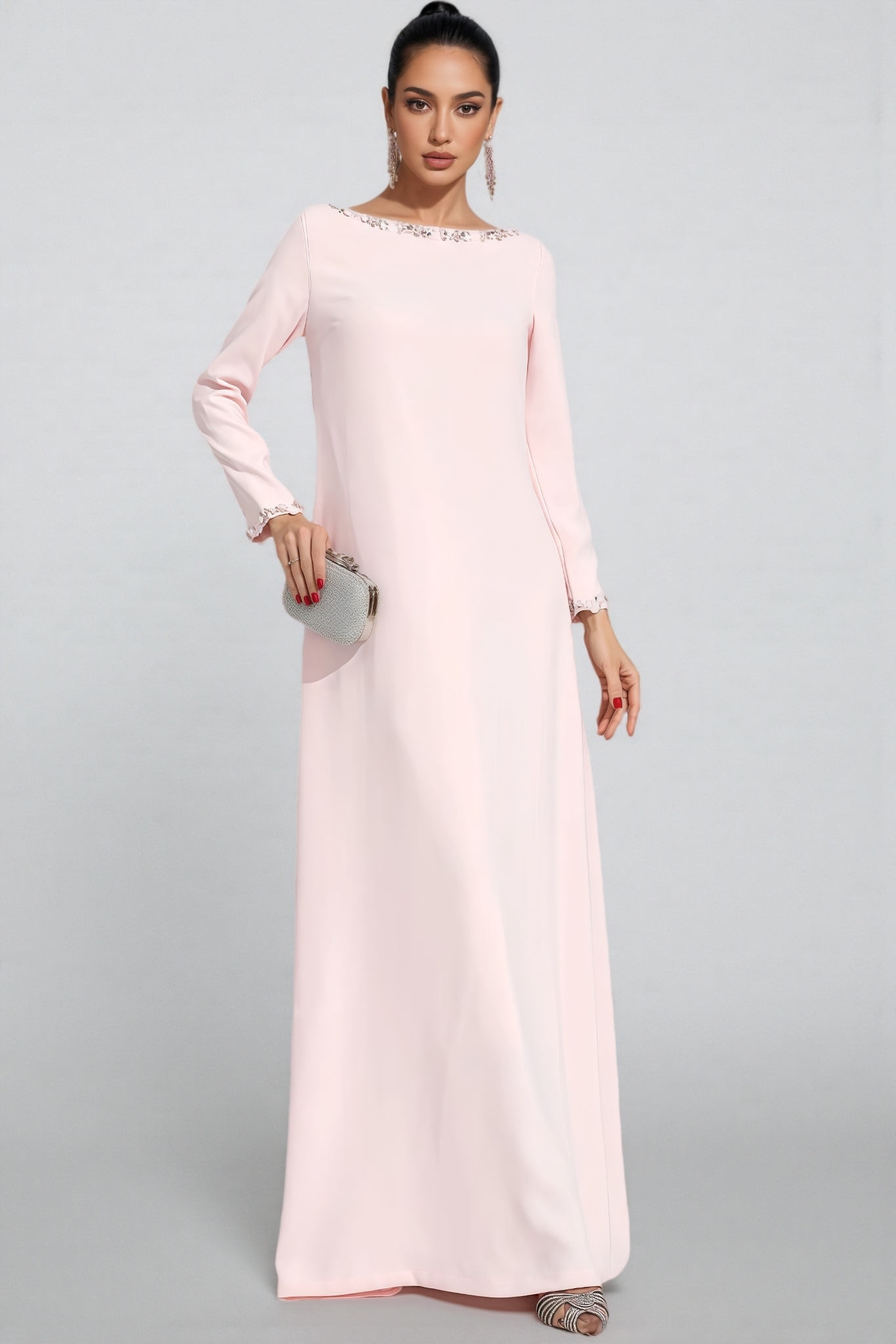 Eirel Pink Long Sleeve Maxi Dress