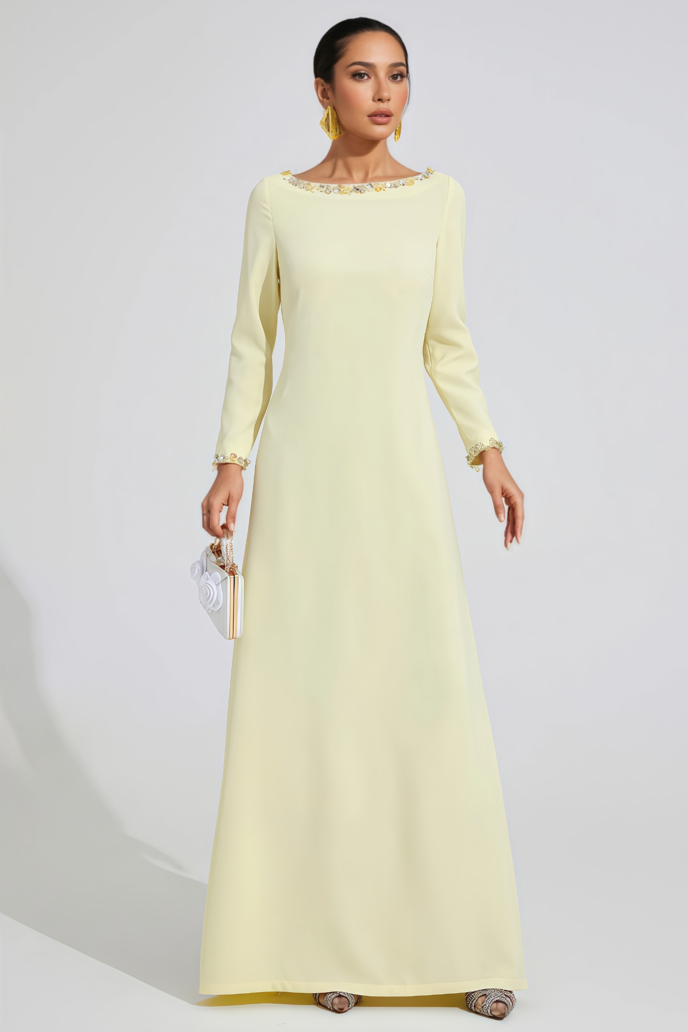 Garond Yellow Long Sleeve Maxi Dress