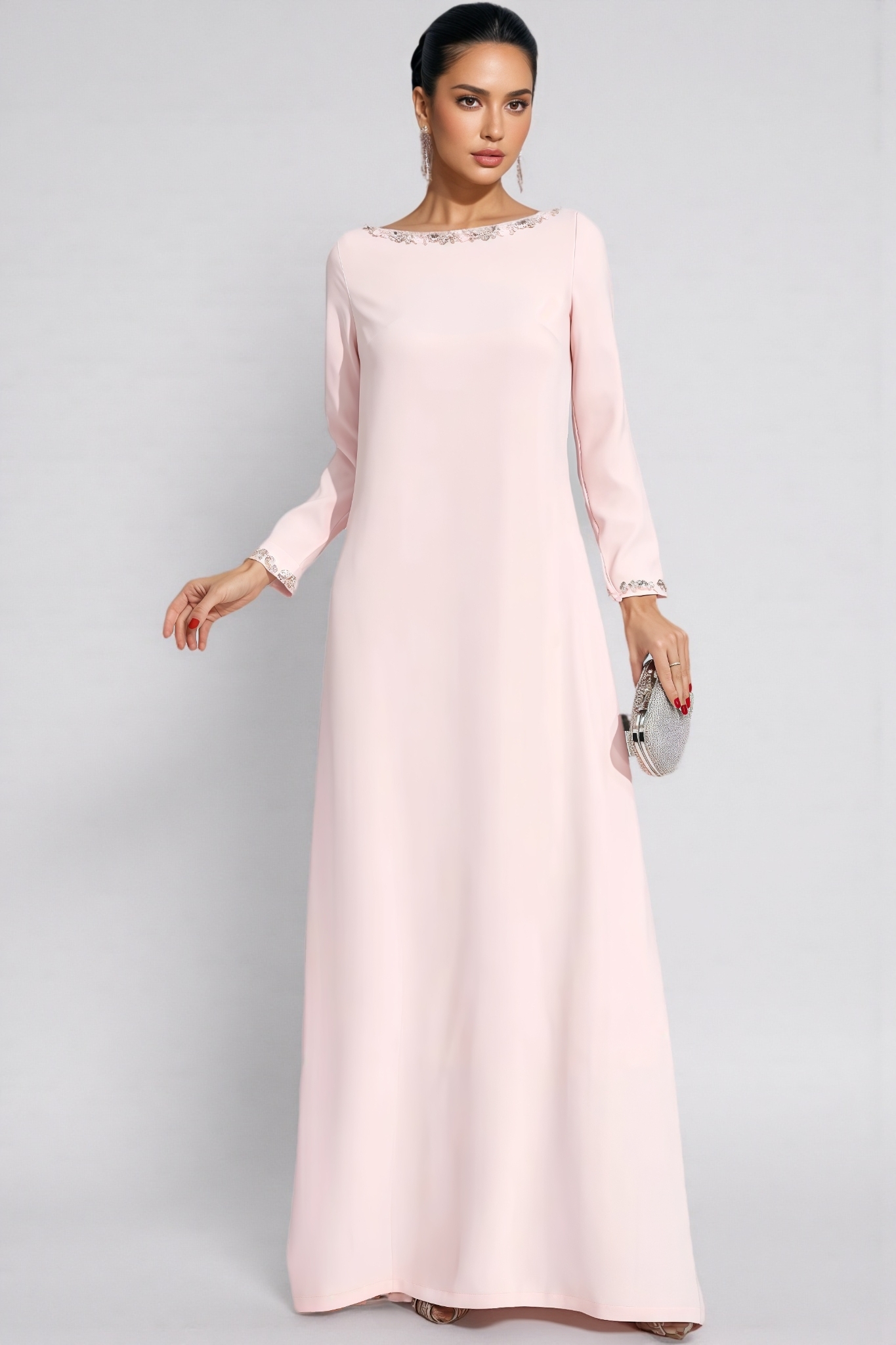 Eirel Pink Long Sleeve Maxi Dress