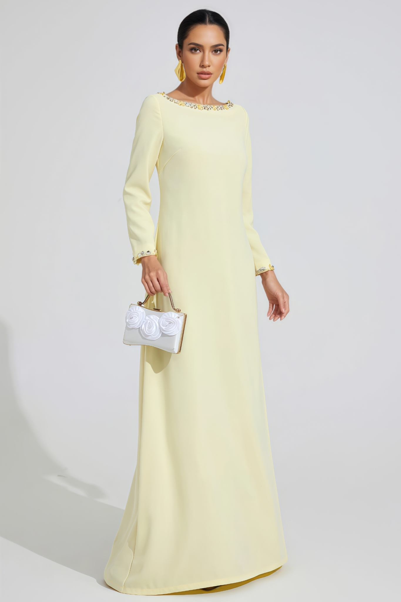 Garond Yellow Long Sleeve Maxi Dress