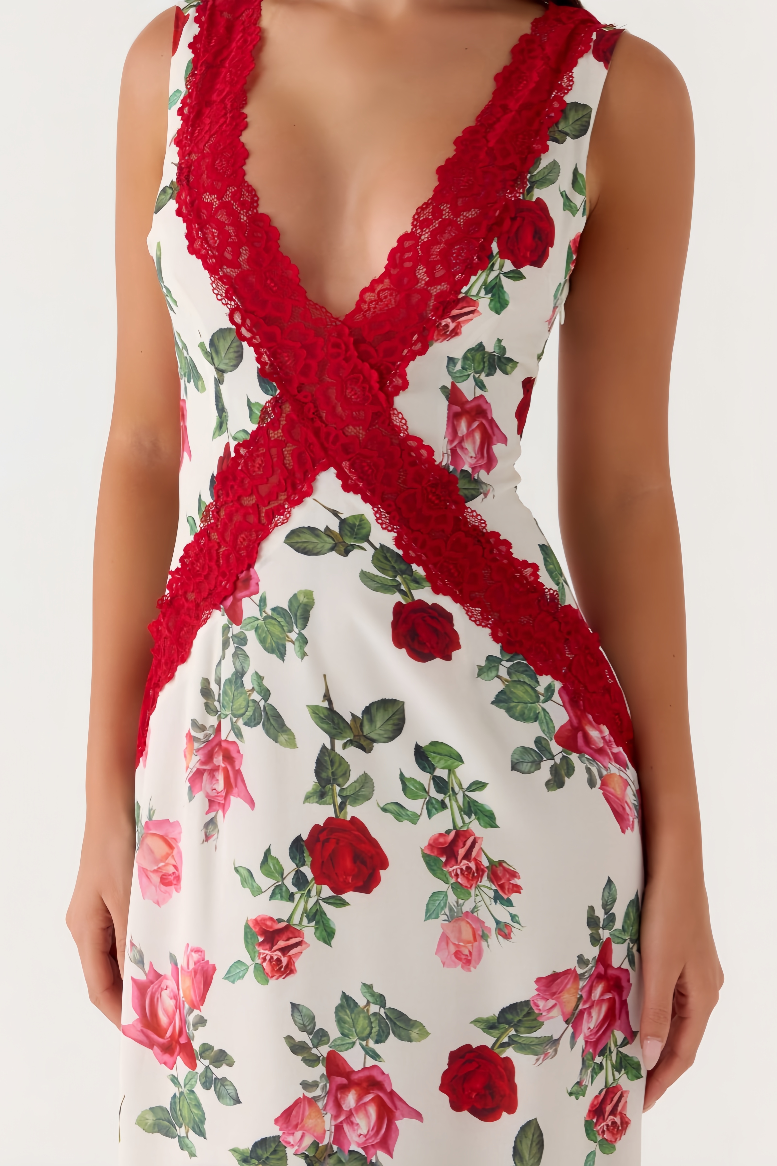 Poran Backless Lace Floral Maxi Dress
