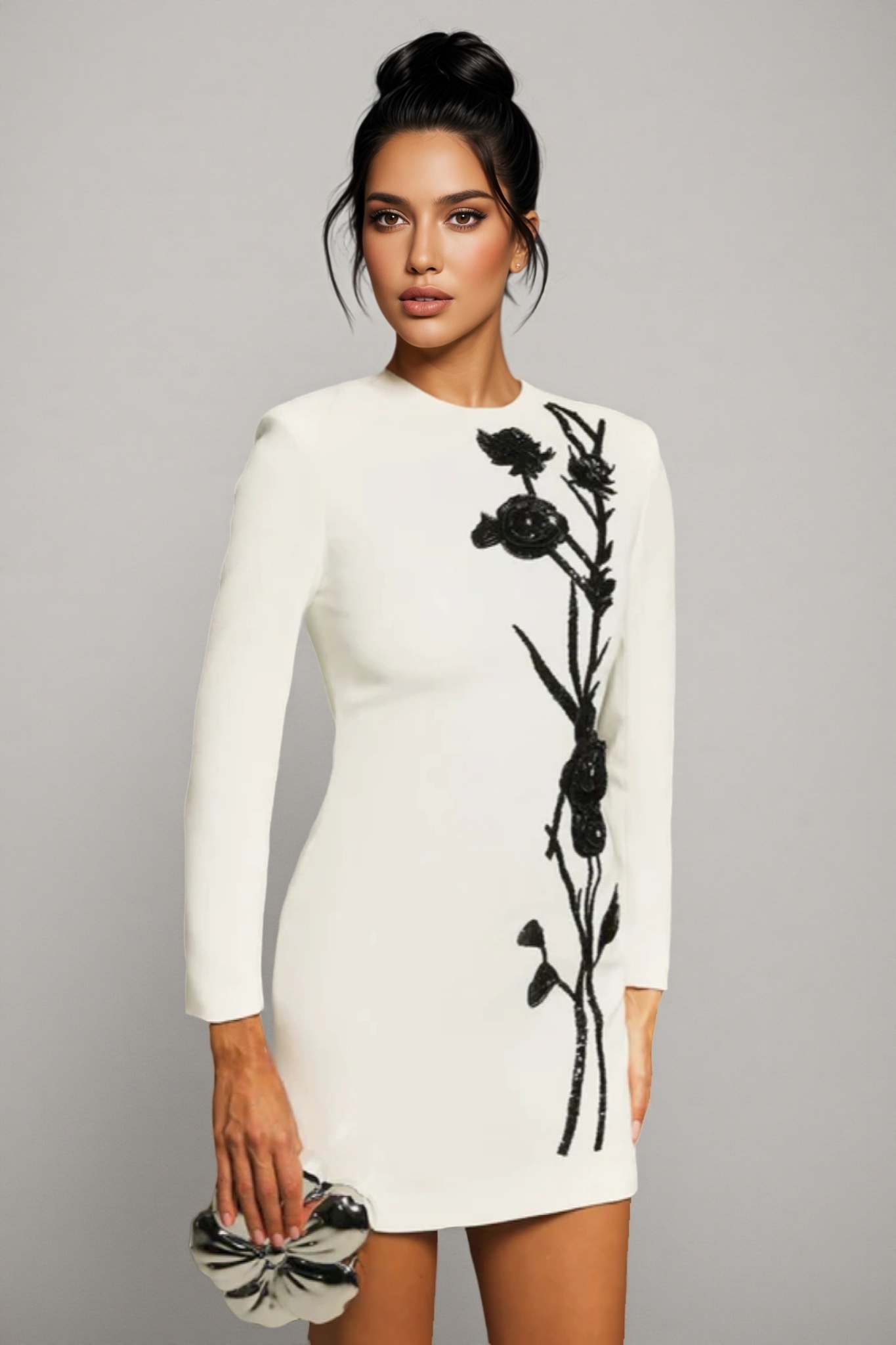 Nala Nail Bead Embroidery Floral Mini Dress