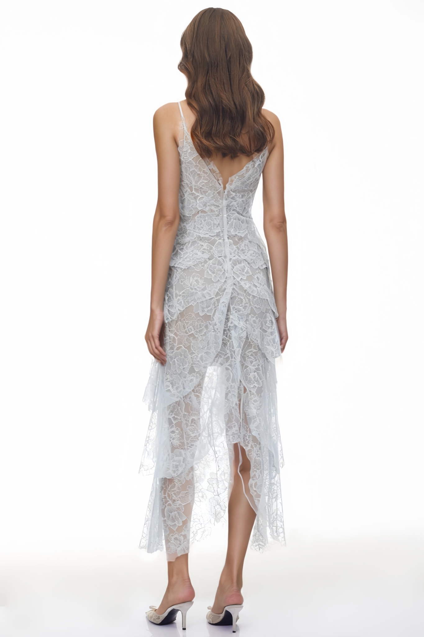Werna Blue Halter Lace Maxi Dress