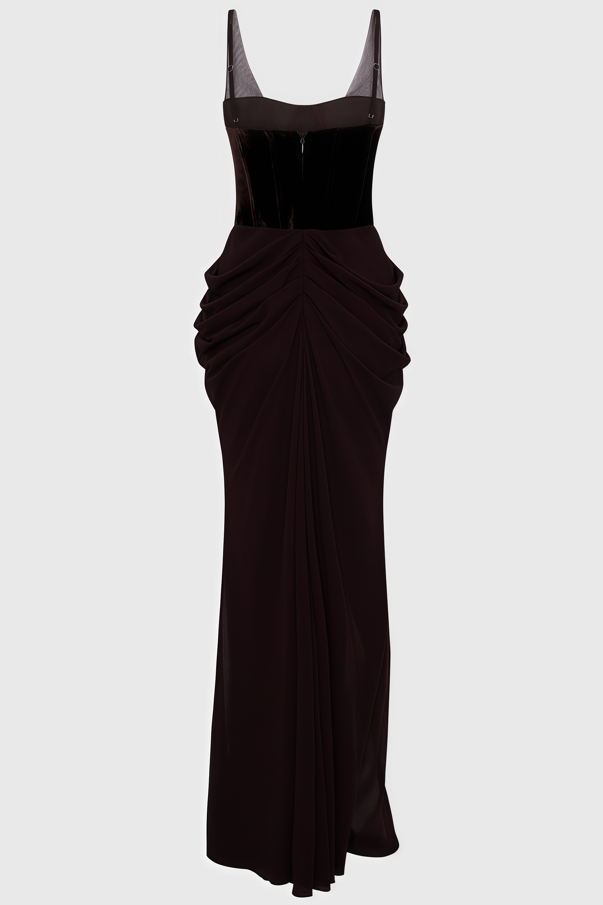 Devan Brown Velvet Corset Maxi Dress