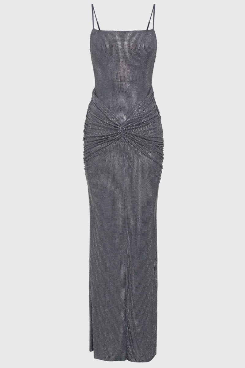 Havori Grey Diamante Maxi Dress 