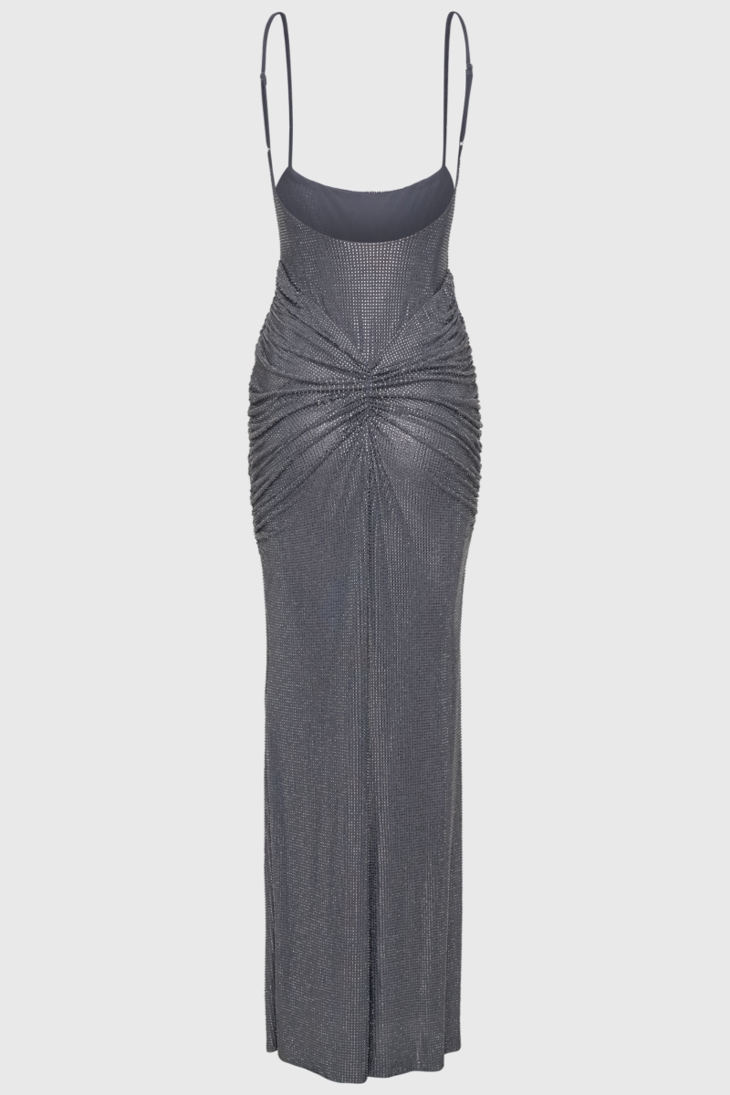 Havori Grey Diamante Maxi Dress 