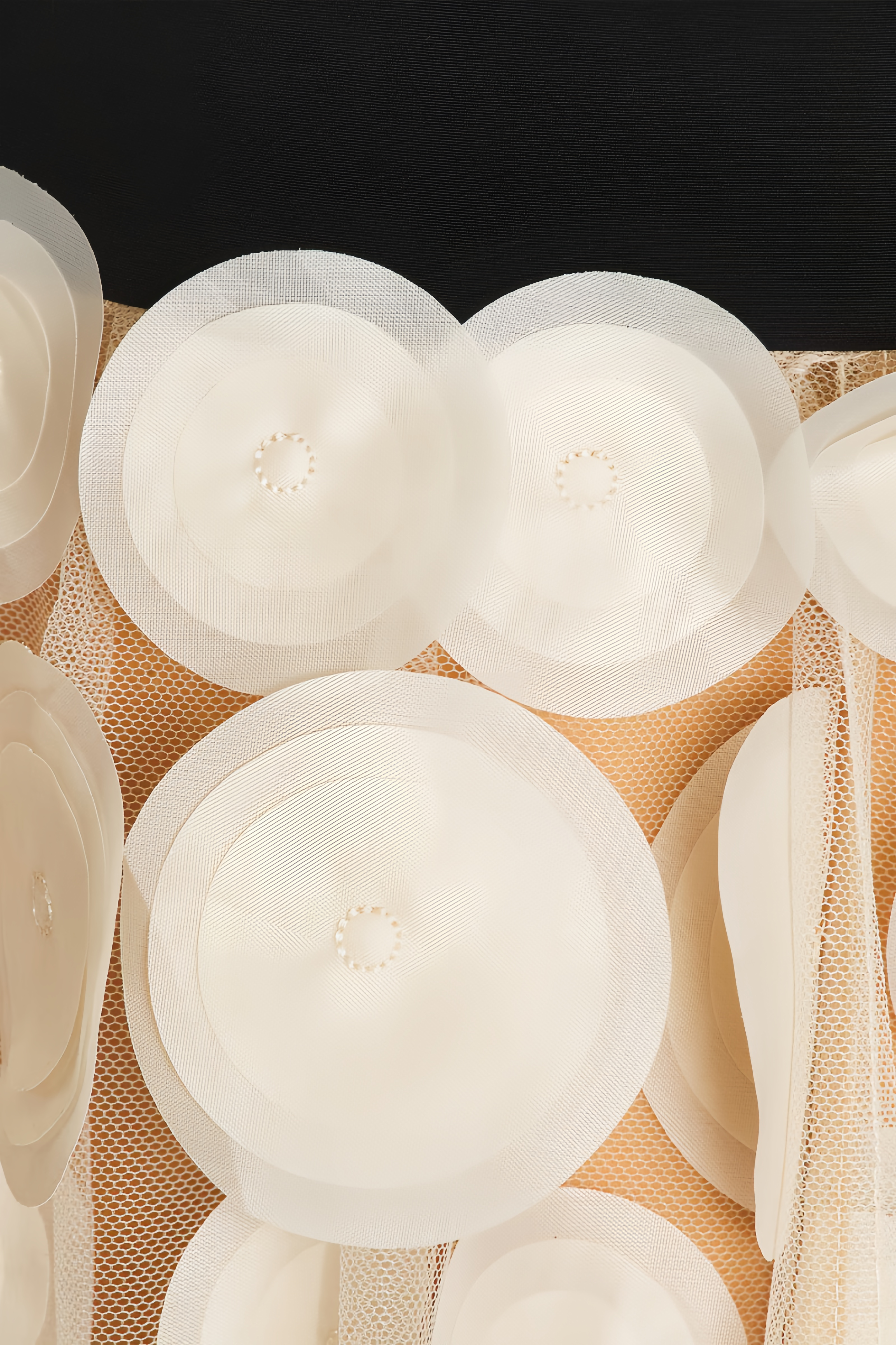 Hrinna Beige Polka Dot Mesh Maxi Dress