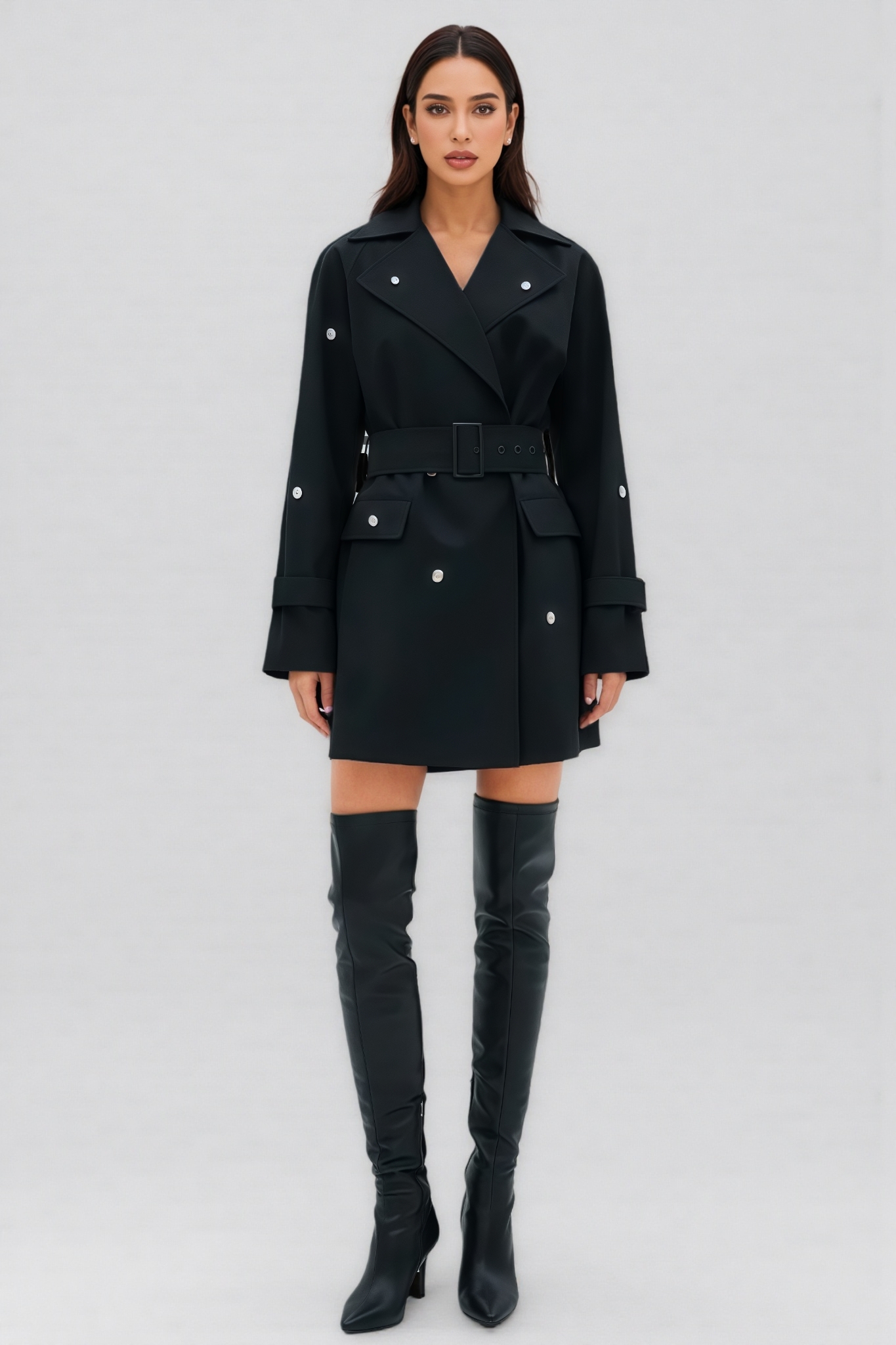 Zaylay Long Sleeve Embellished Belted Blazer