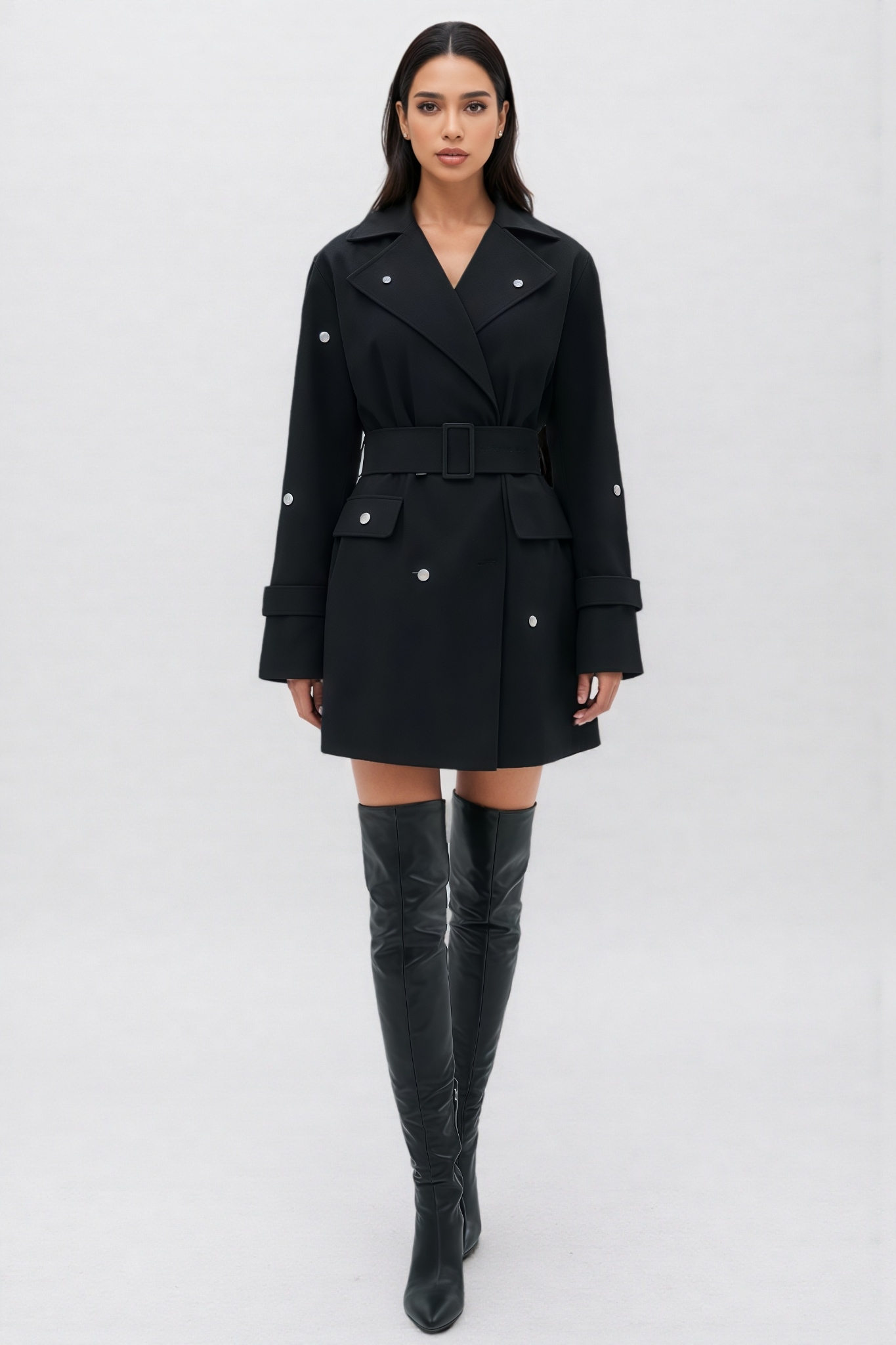 Zaylay Long Sleeve Embellished Belted Blazer