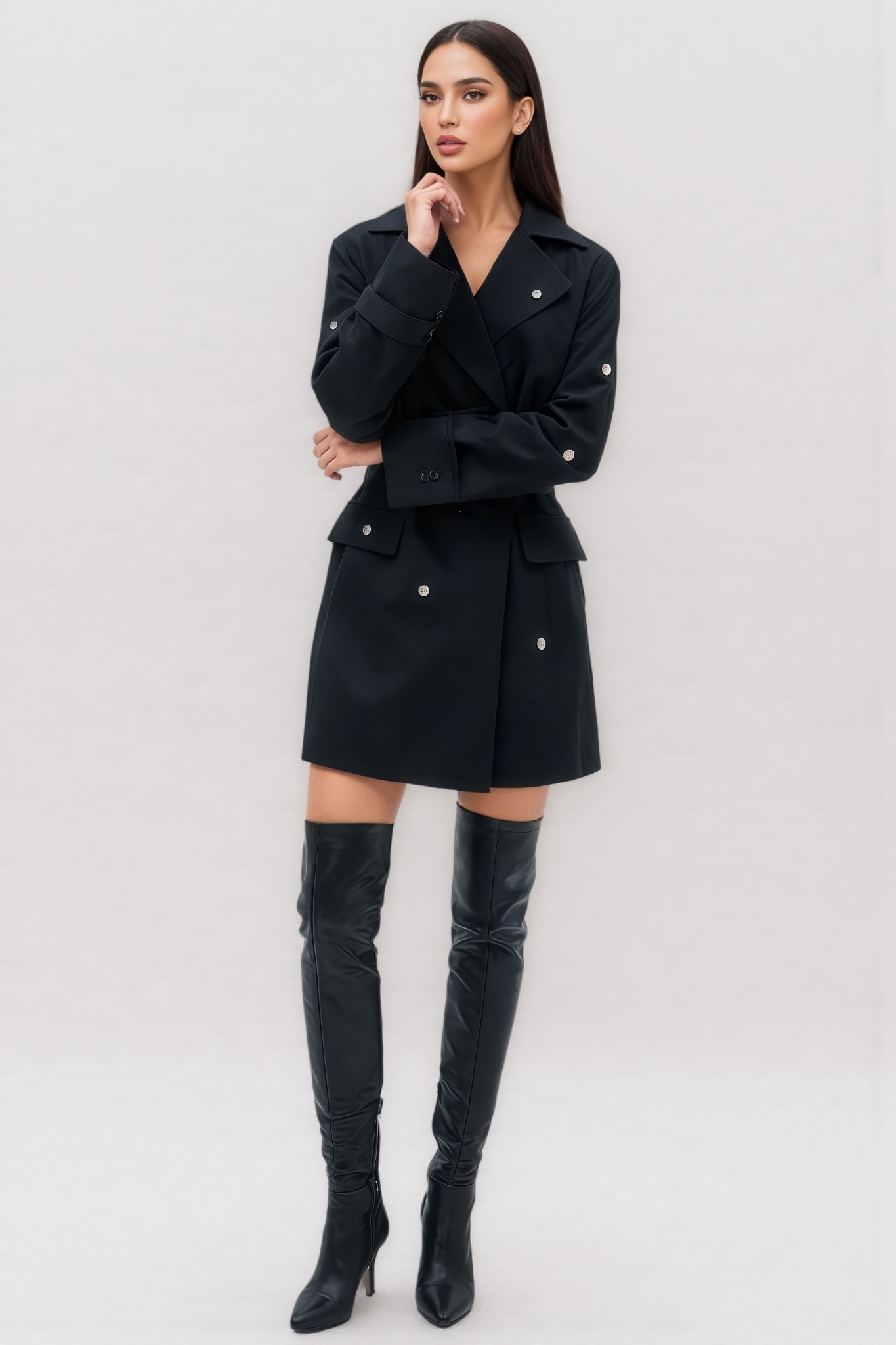 Zaylay Long Sleeve Embellished Belted Blazer