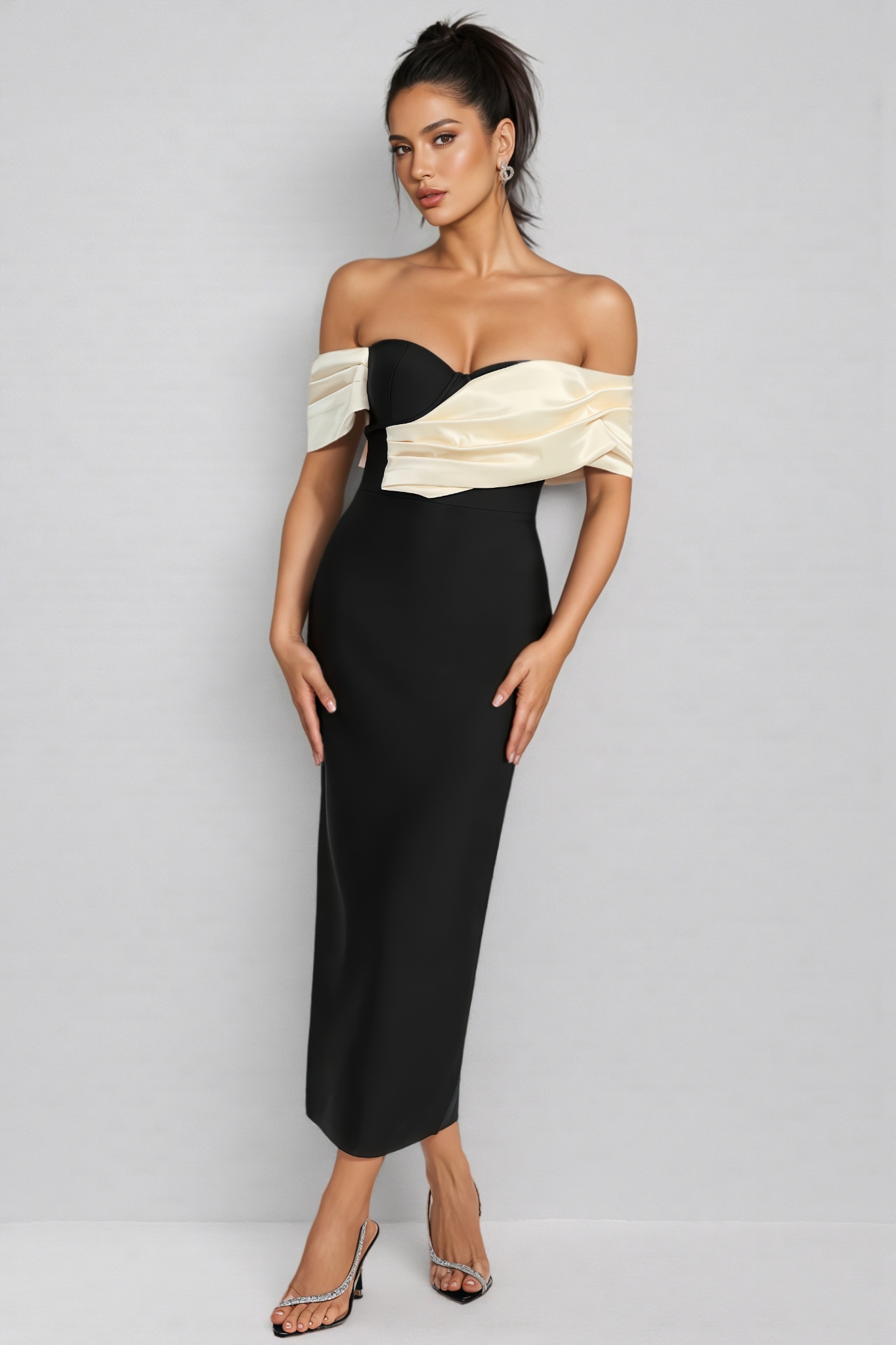 Edw Off Shoulder Bandage Midi Dress