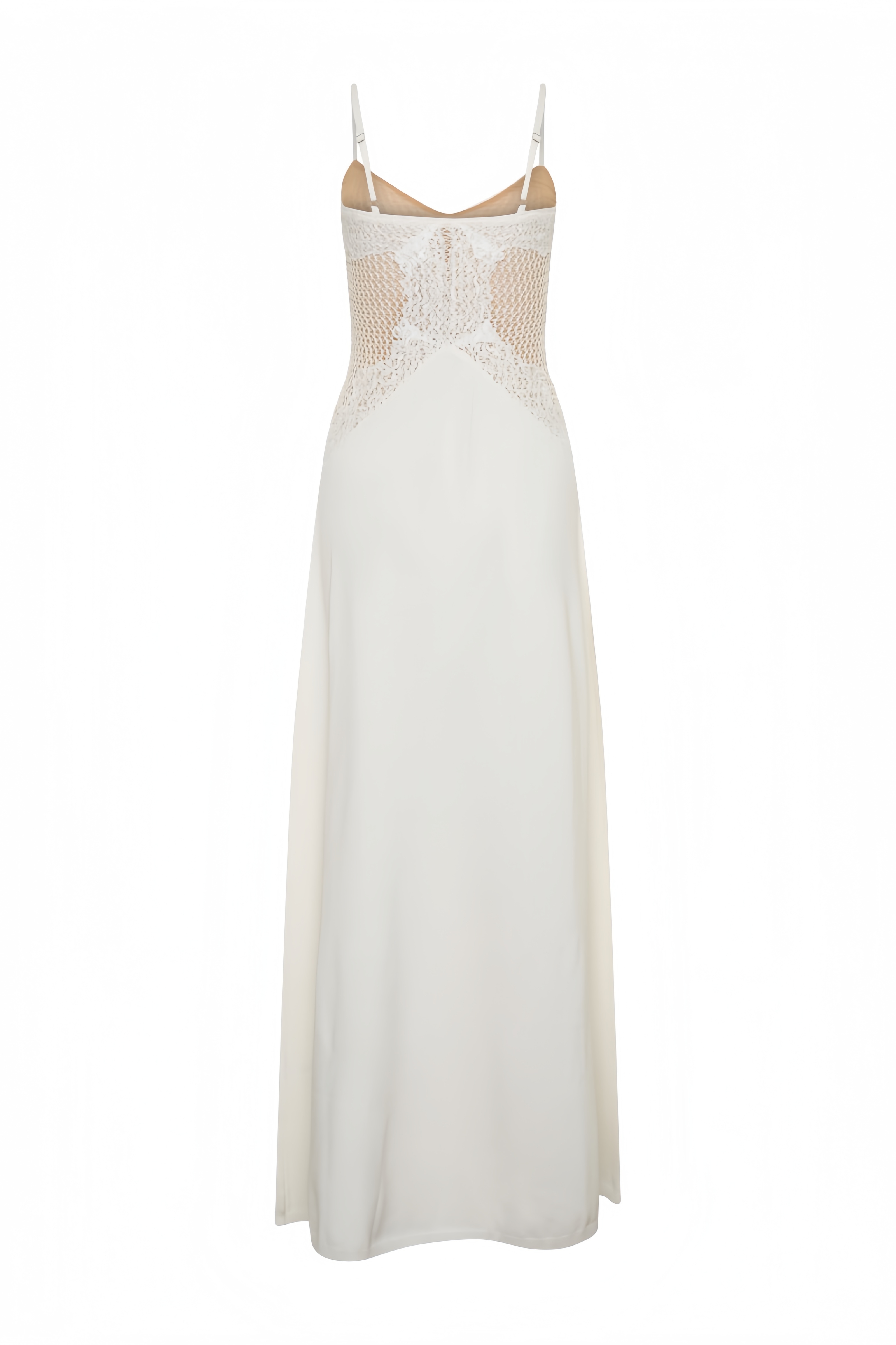 Gisalle White Halter Lace Knit Maxi Dress