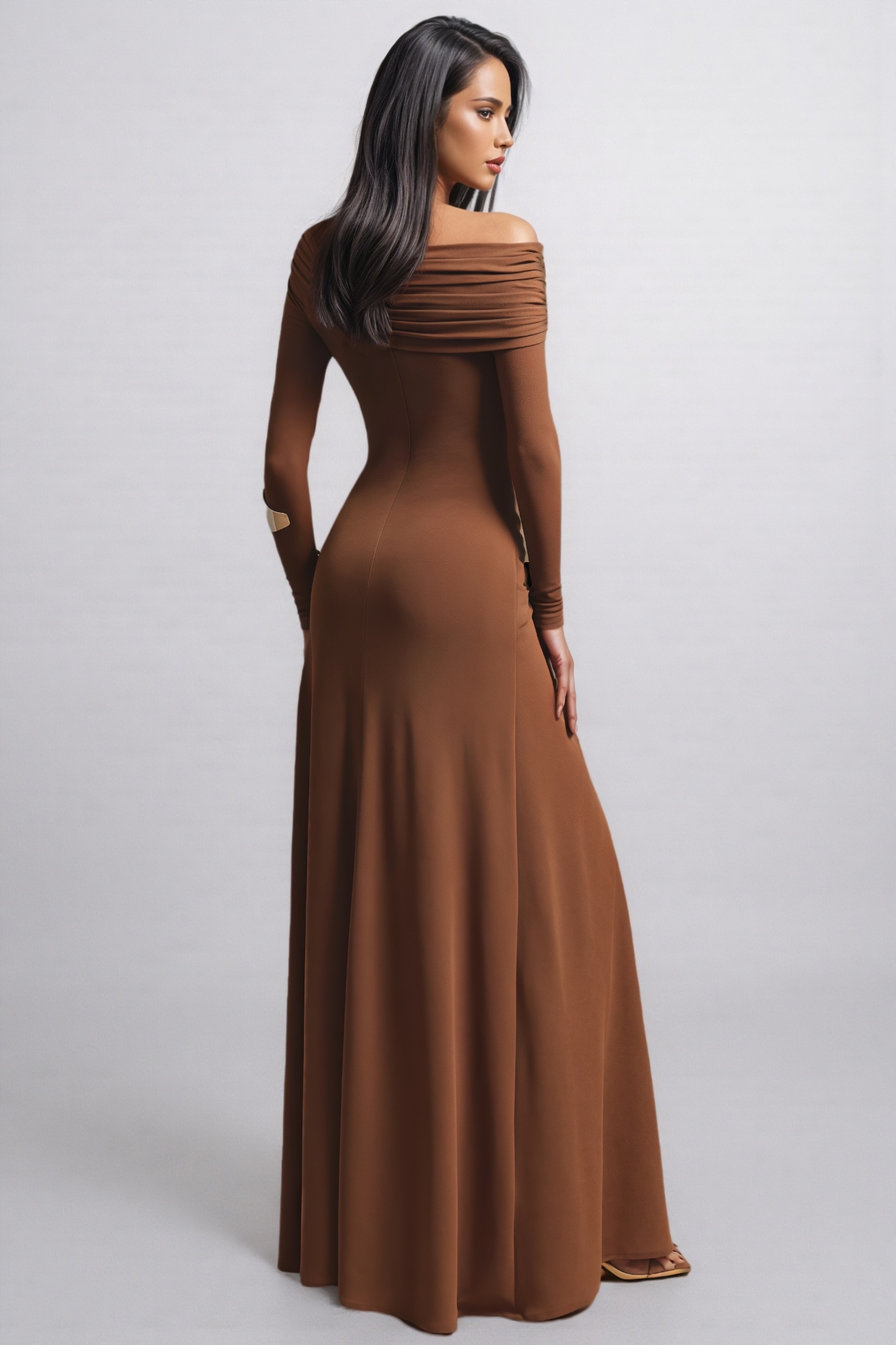 Virel Asymmetric Long sleeve Maxi Dress