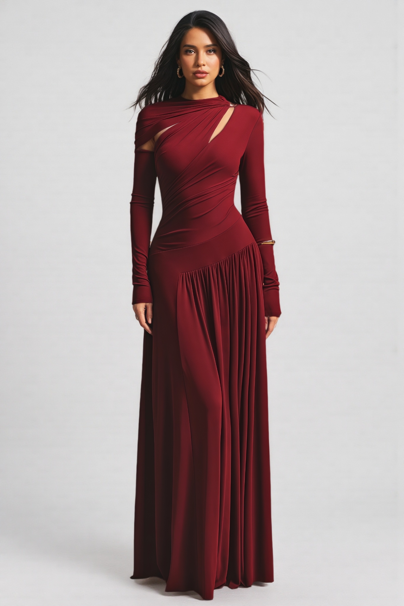 Silila Cut Out Long Sleeve Maxi Dress