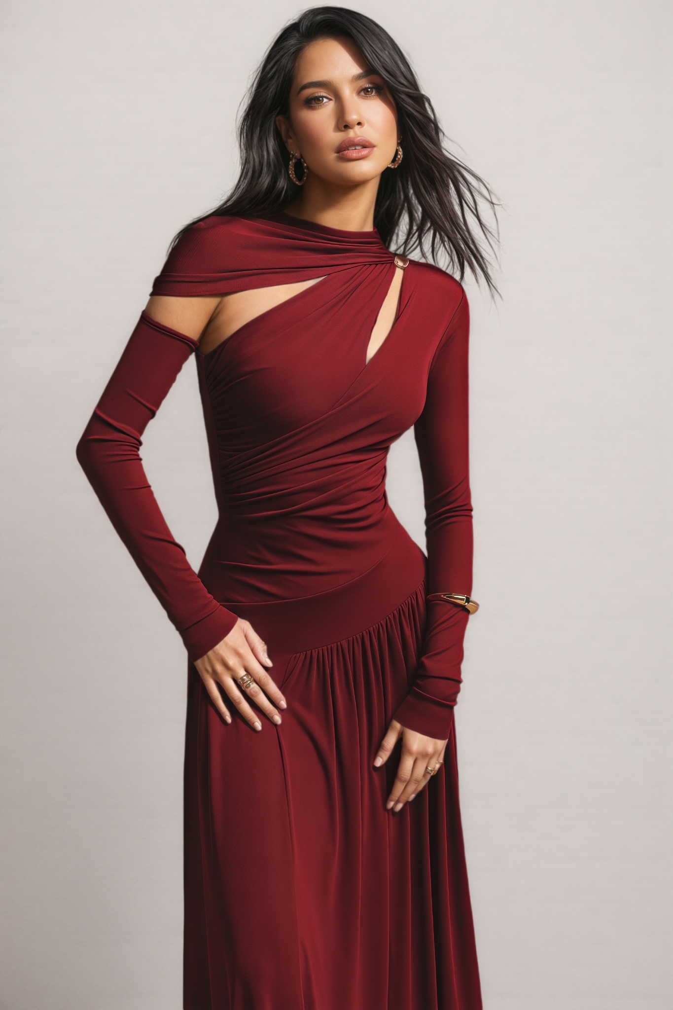 Silila Cut Out Long Sleeve Maxi Dress