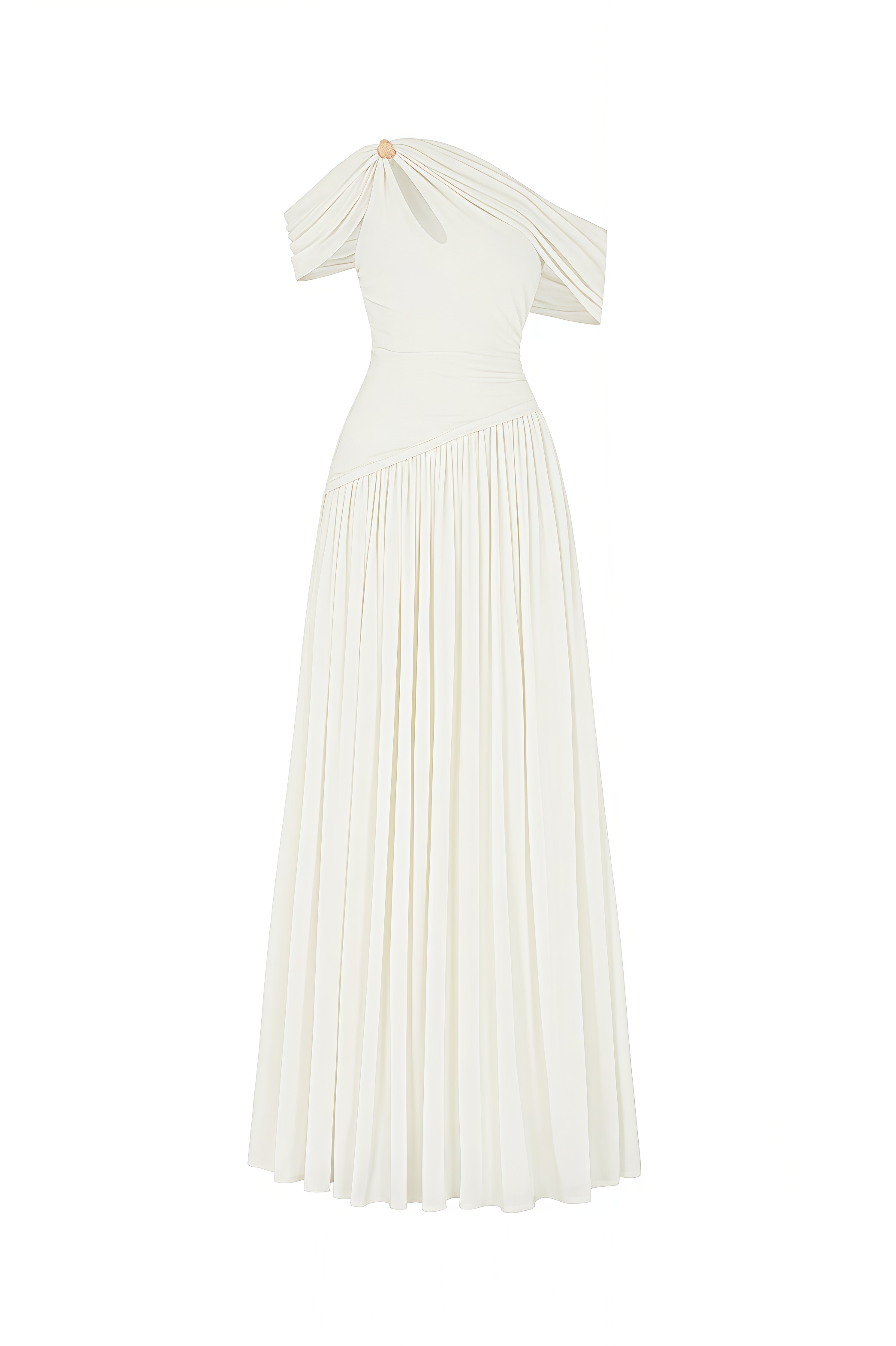 Rurby Pleated Draped Shoulder Maxi Dress