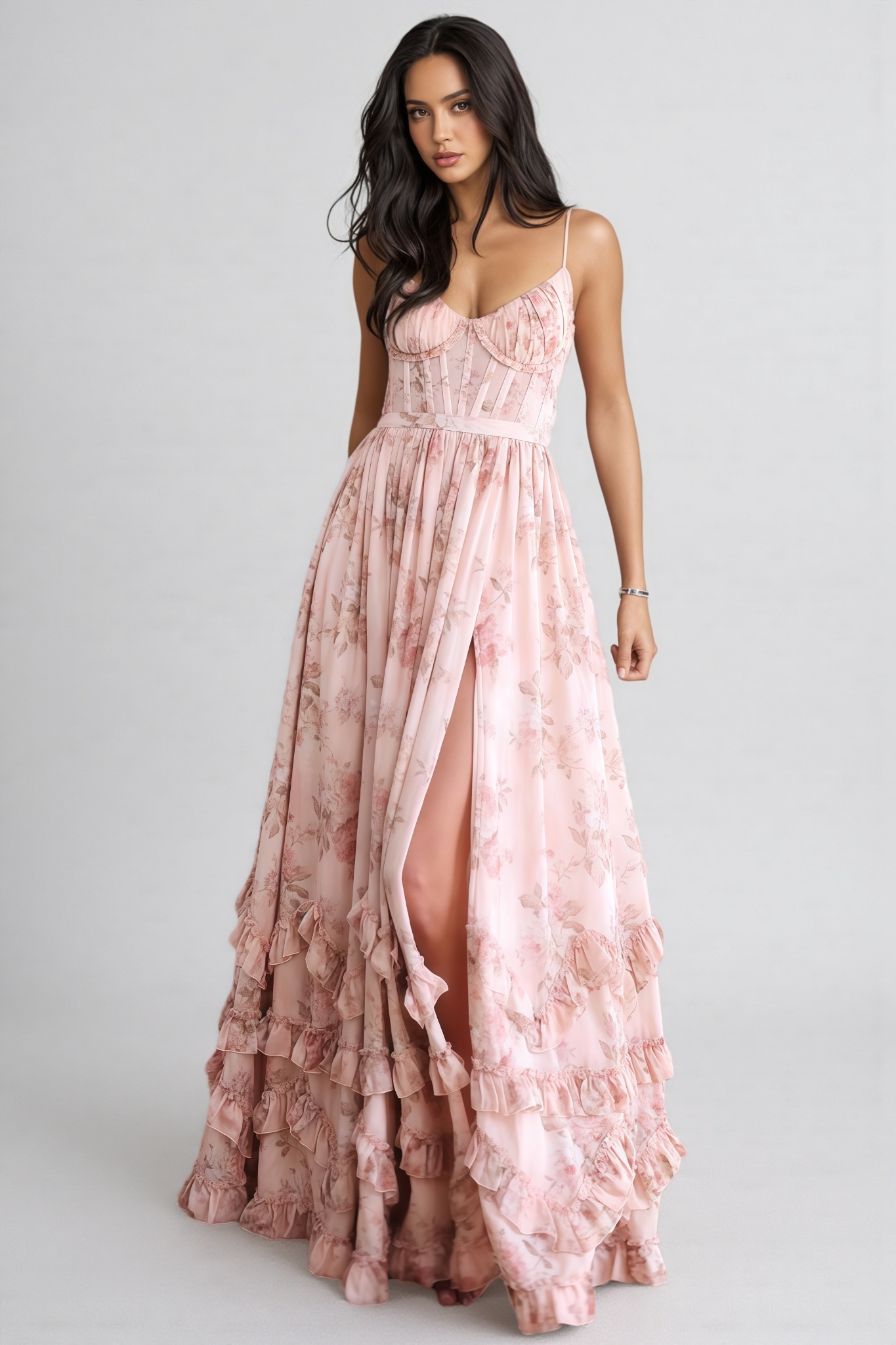 Urielad Pink Halter Print Maxi Dress