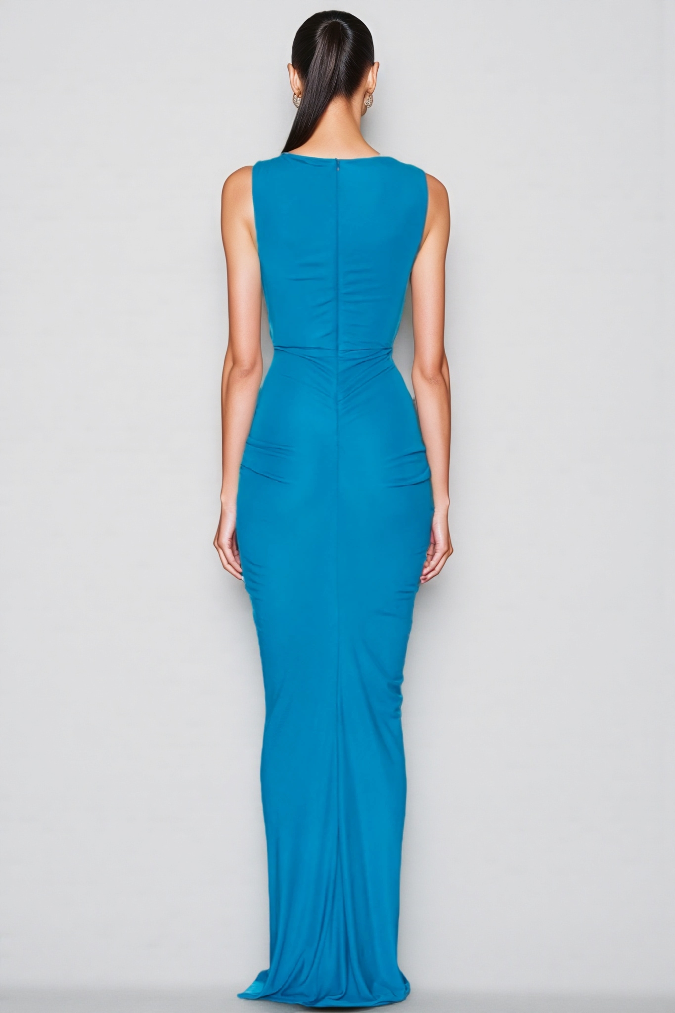 Celeste Blue Openwork Maxi Dress