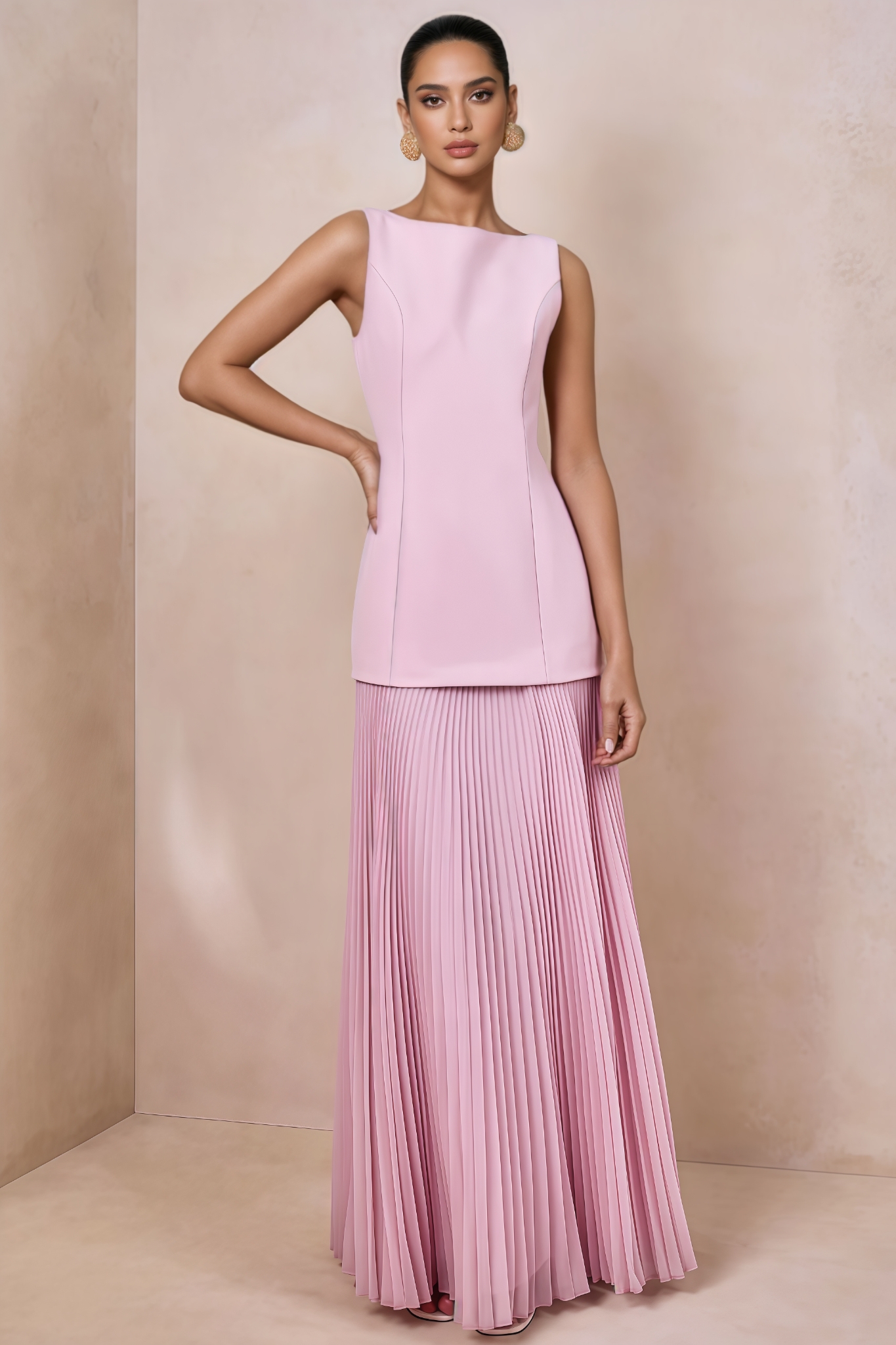 Spoly Pink Sleeveless Maxi Dress