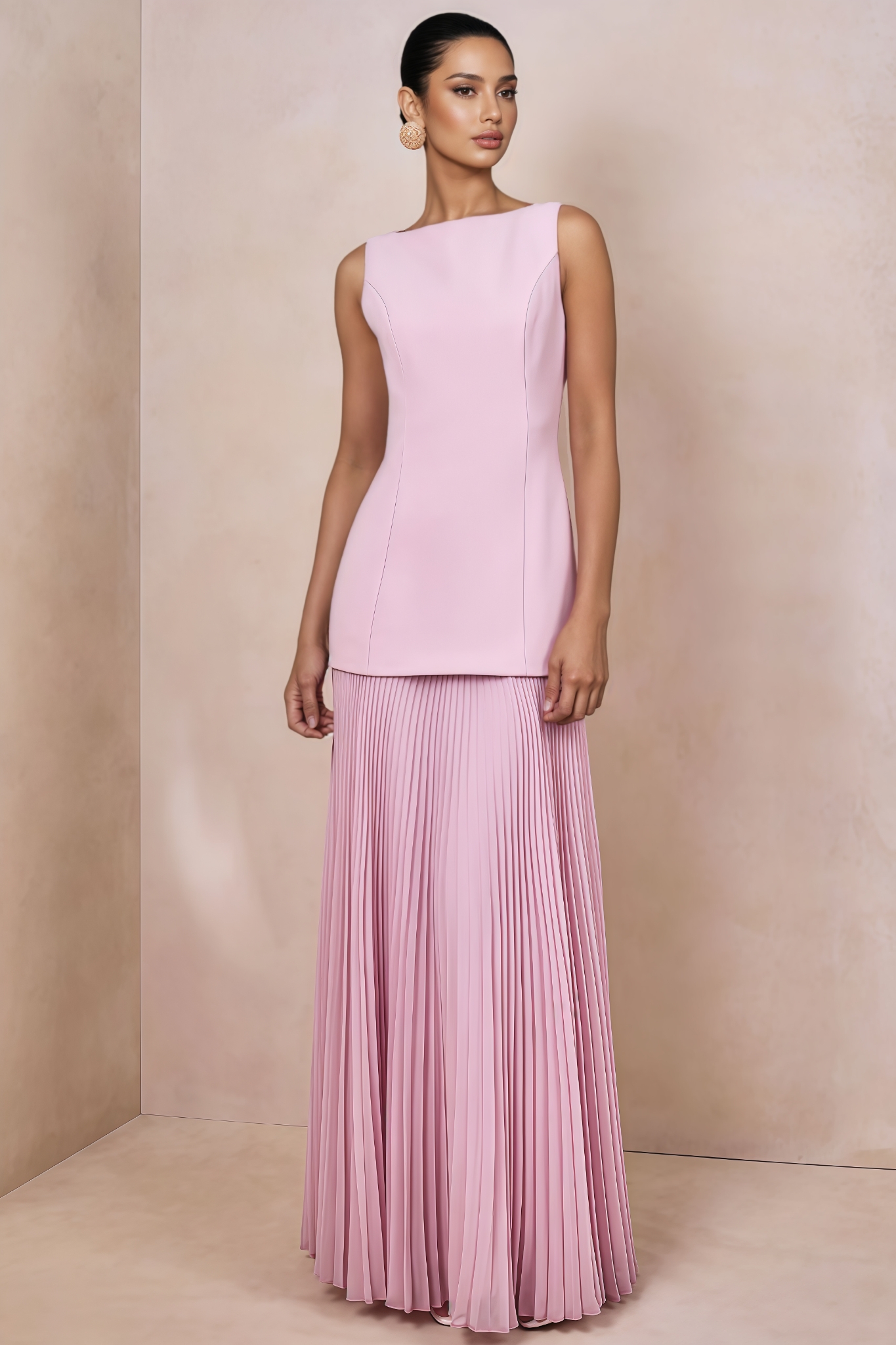 Spoly Pink Sleeveless Maxi Dress