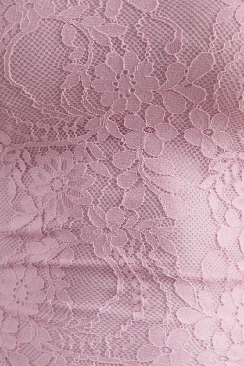 Davannah Pink Long Sleeve Lace Maxi Dress