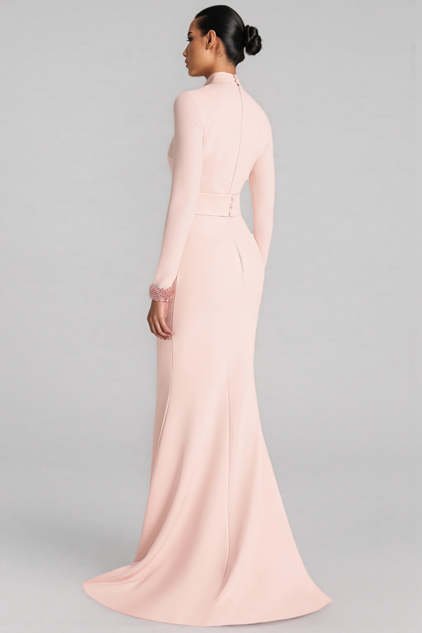 Aether Pink Beaded Sequined Cutout Maxi Dress